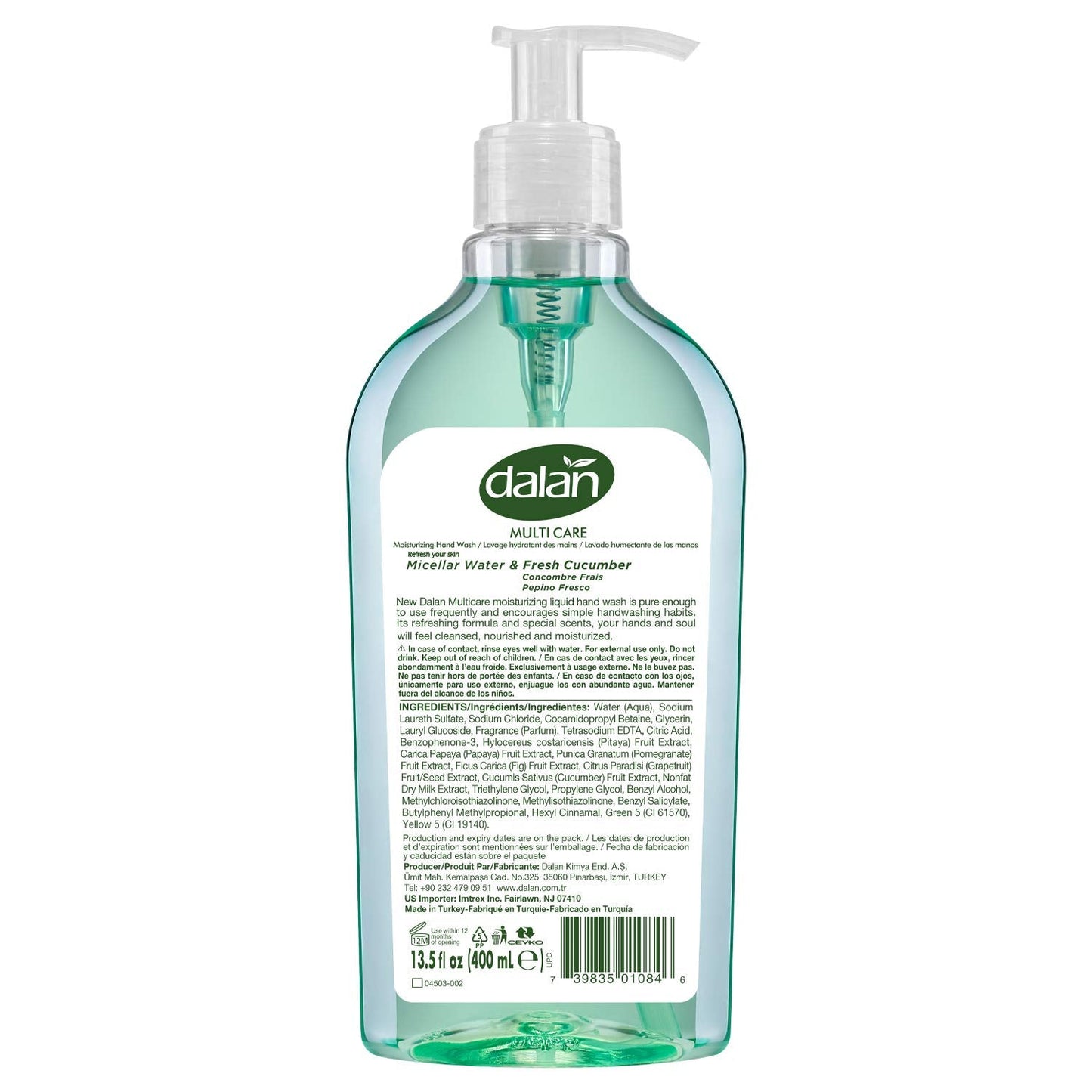 Dalan Fresh Cucumber Multicare Ultra Moisturizing Liquid Hand Soap for Normal and Dry Hands Fresh Clean and Soft Feeling (13.5 Fl Oz / 400 mL (Pack Beauty & Personal Care Dalan