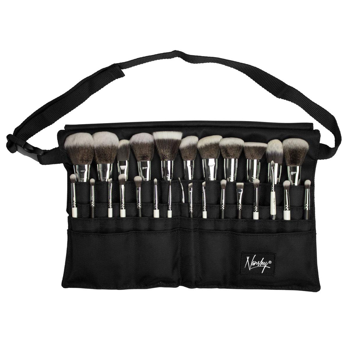 Nanshy Makeup Brush Belt with 28 Pockets & Adjustable Waist Strap for Makeup Artist or Beauty Salon - Professional Brush Belt MUA Kit - (Black, 15" x Beauty & Personal Care Nanshy