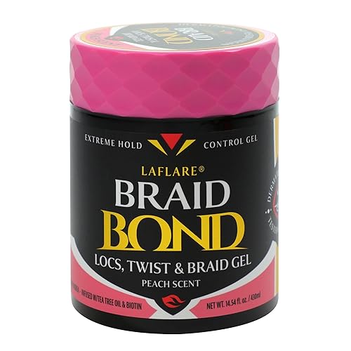 Laflare 430 ml Braid Bond Gel Bulk Extreme Hold for Natural & Kids Hair, Vegan, Nourishing, Braiding Hair, Twist Hair (Peach) Beauty & Personal Care Laflare