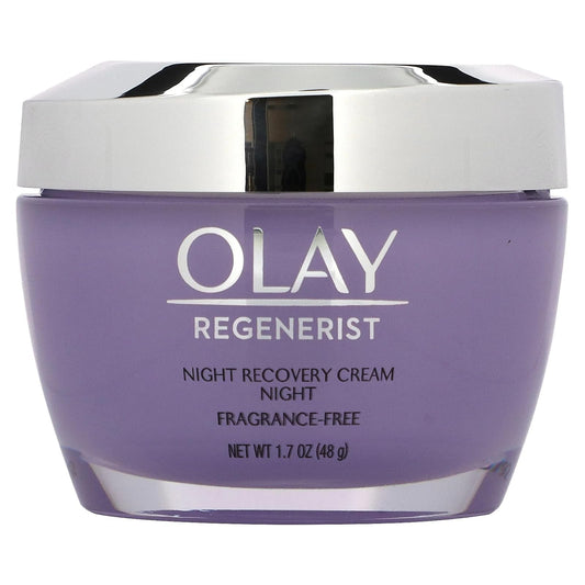 (Pack of 2) 0LAY Regenerist NIGHT RECOVERY Cream - FRAGRANCE FREE - 1.7 Fl Oz (48 g) EACH - Advanced Anti-Aging Moisturize Beauty & Personal Care Olay