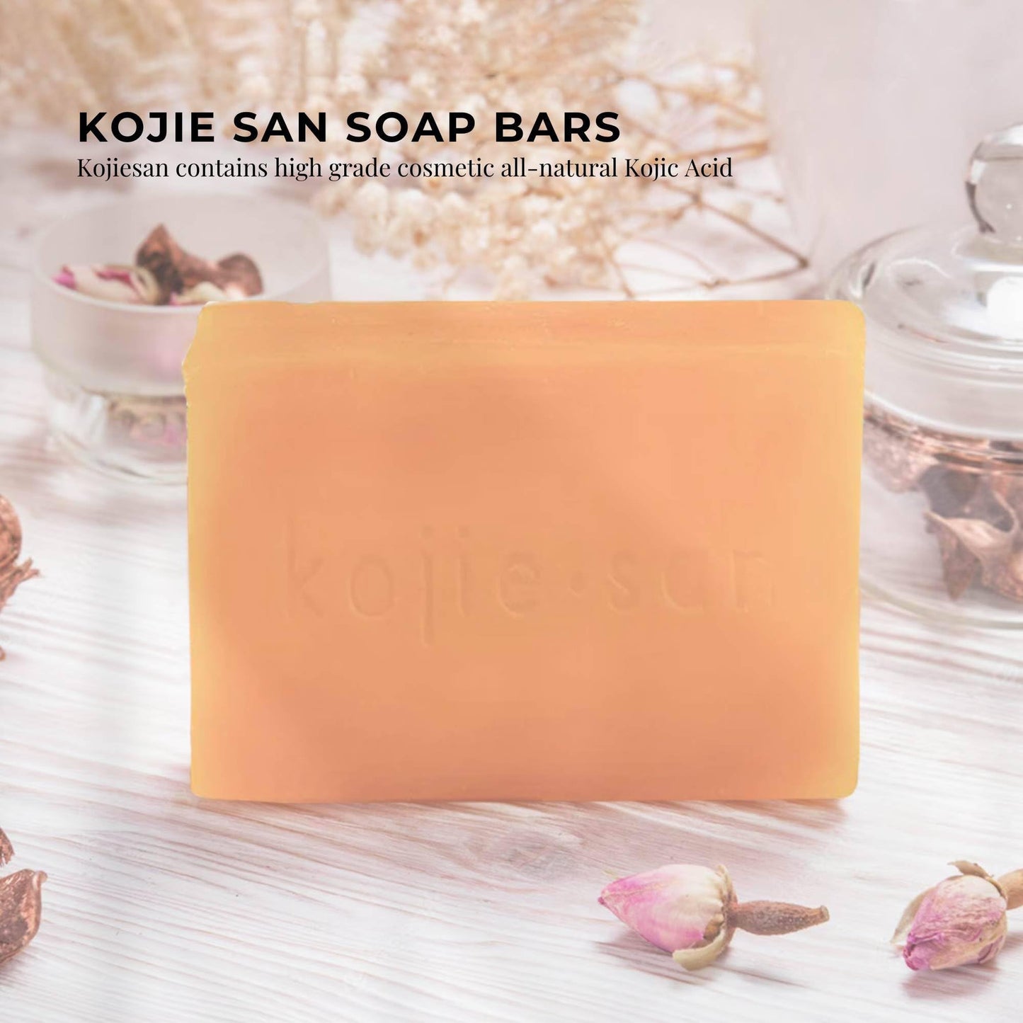 Kojie San Original Kojic Acid Soap for Face and Body - Dark Spot Remover, Gentle Cleansing Bar with Coconut Oil, Tea Tree Oil, and Glycerin - Helps Beauty and Personal Care Kojie San