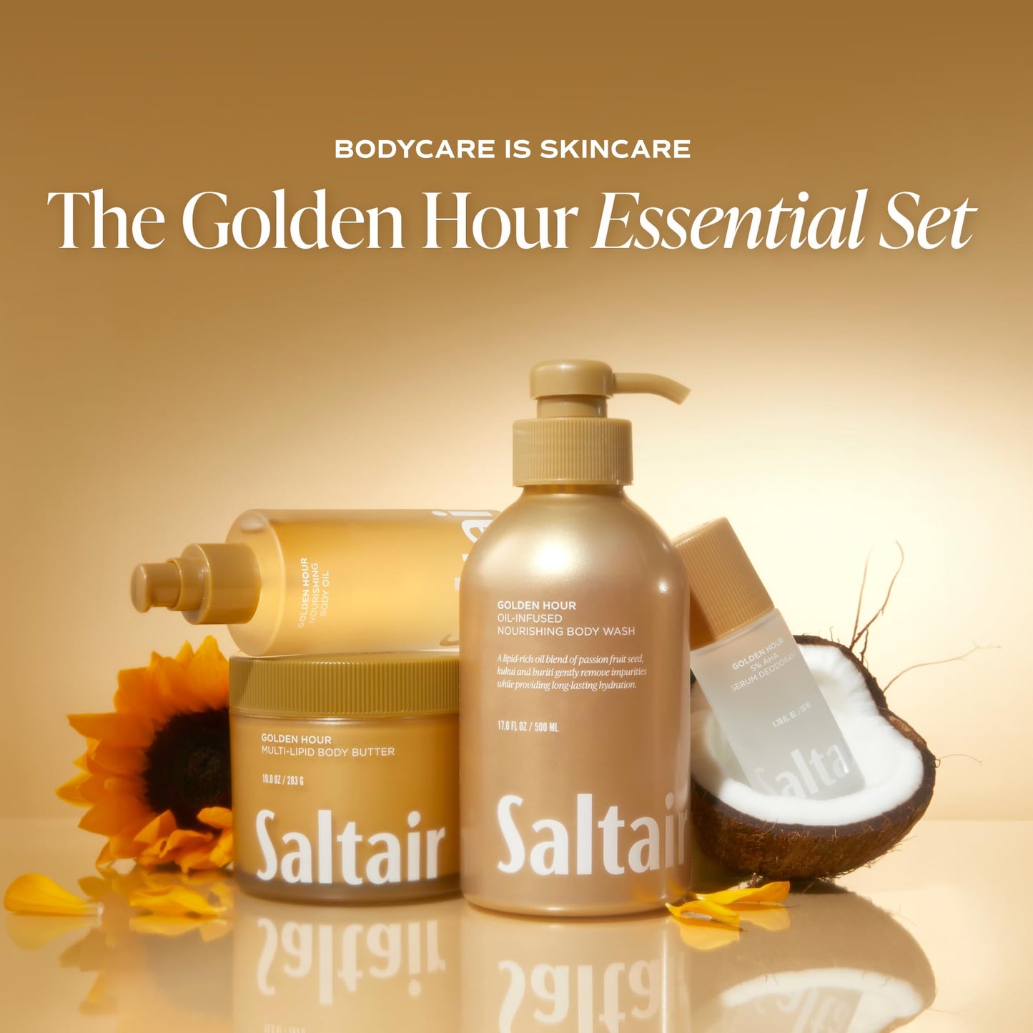 Saltair Body Wash 2-Pack - Moisturizing Body Wash with Vitamin E & Hydrating Oil Blend - Scented Shower Gel for Women and Men - Golden Hour Scent, 2x Beauty & Personal Care Saltair