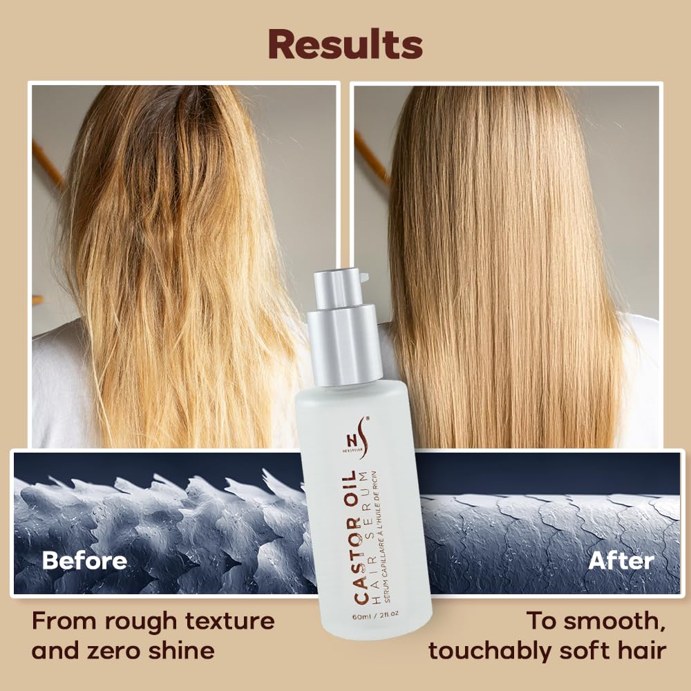 HerStyler Castor Oil Hair Serum for Hair Growth - Hair Shine Serum with Vitamin E - Hair Growth Serum - Hair Serum Heat Protectant - Vitamin E Beauty & Personal Care HerStyler
