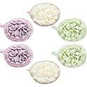 Boao 6 Pcs Bath Shower Pouf Sponge Mesh Pouf Shower Ball Exfoliating Body Sponge Pad Scrubber Glove with Flower Bath Ball (Beige,Green,Purple) Beauty & Personal Care Boao