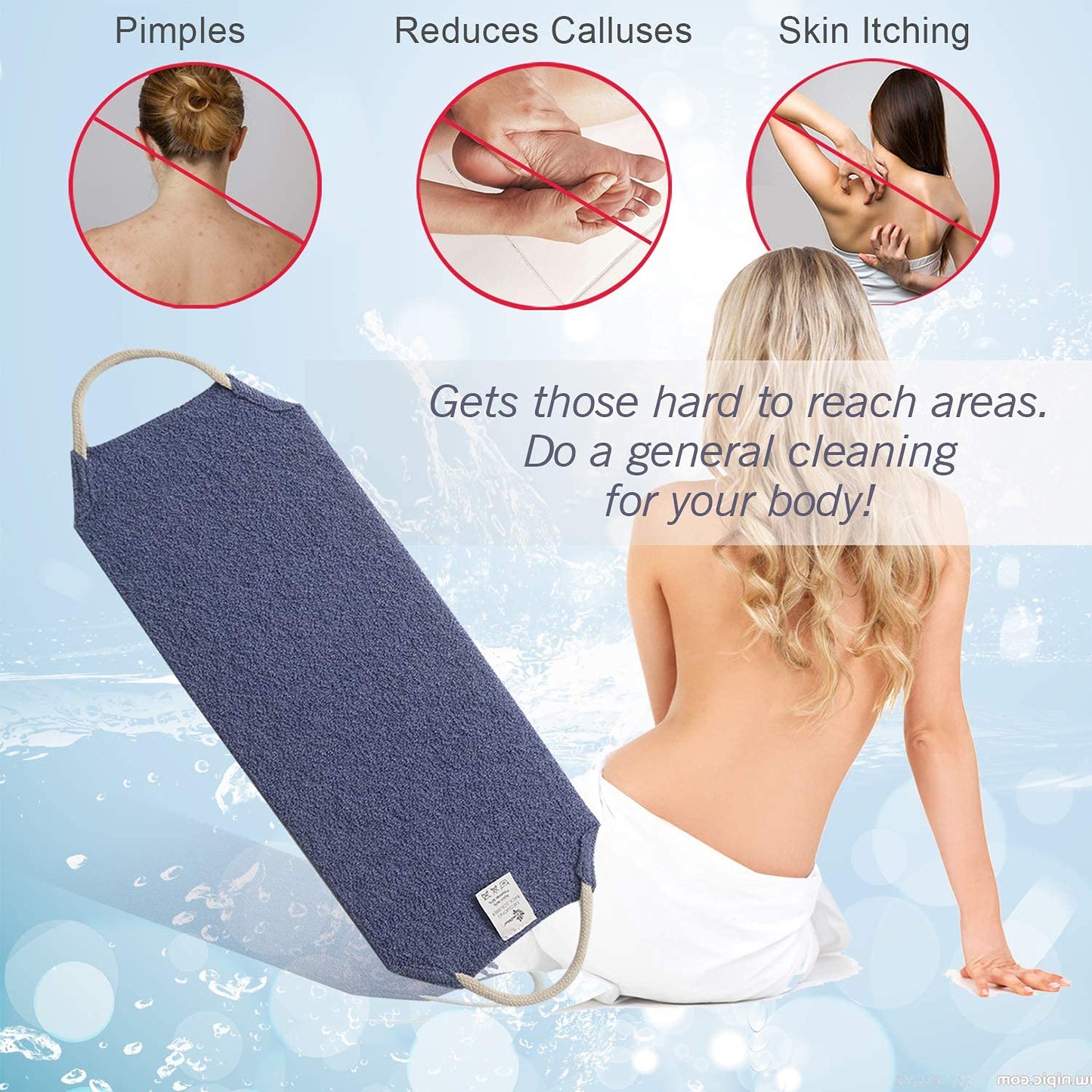 Evridwear Exfoliating Back Scrubber with Handles Two Sides for Body Shower Deep Cleans Skin Massages Invigorating Blood Circulation Men Women One Size Beauty & Personal Care Evridwear