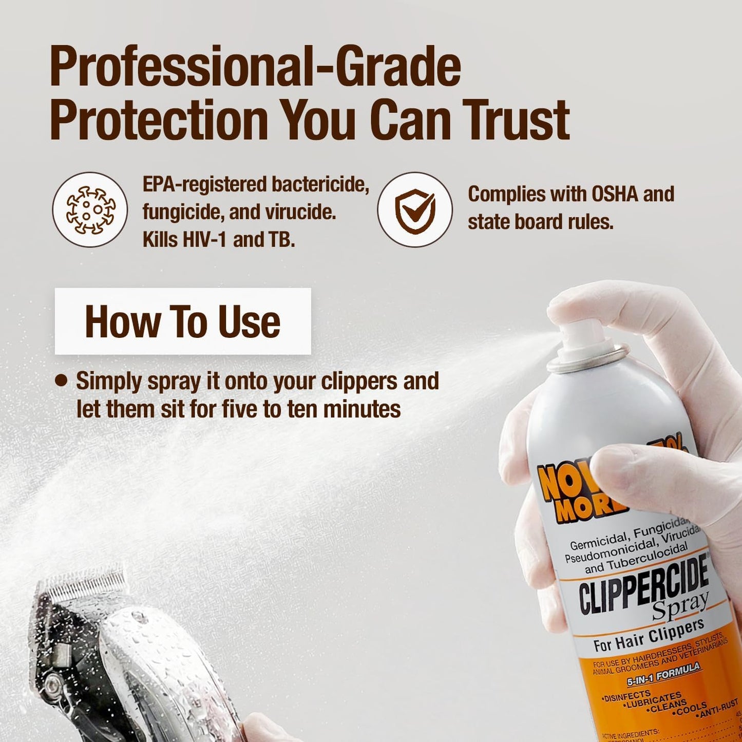 CLIPPERCIDE 5-in-1 Clipper Disinfectant Spray 15oz, 3 Pack | Cleans, Lubricates, Cools, Prevents Rust & Disinfects | Professional Clipper Spray Beauty and Personal Care CLIPPERCIDE