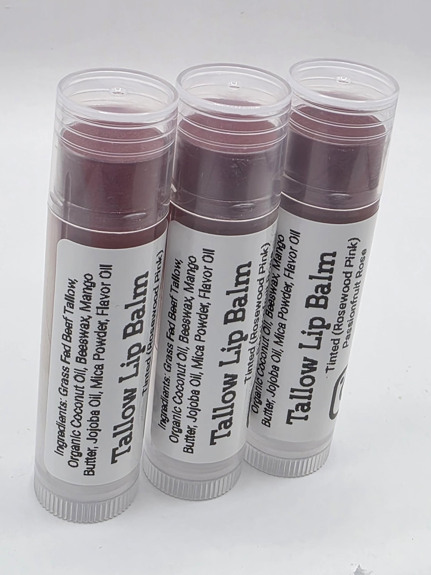 Tinted Tallow Lip Balm (3 Pack) (Tinted Rosewood Pink) Passionfruit Rose Scent Handmade Grass Fed Beef Tallow Lip Balm with Nourishing Oils Beauty and Personal Care Pilgrimage Vibes