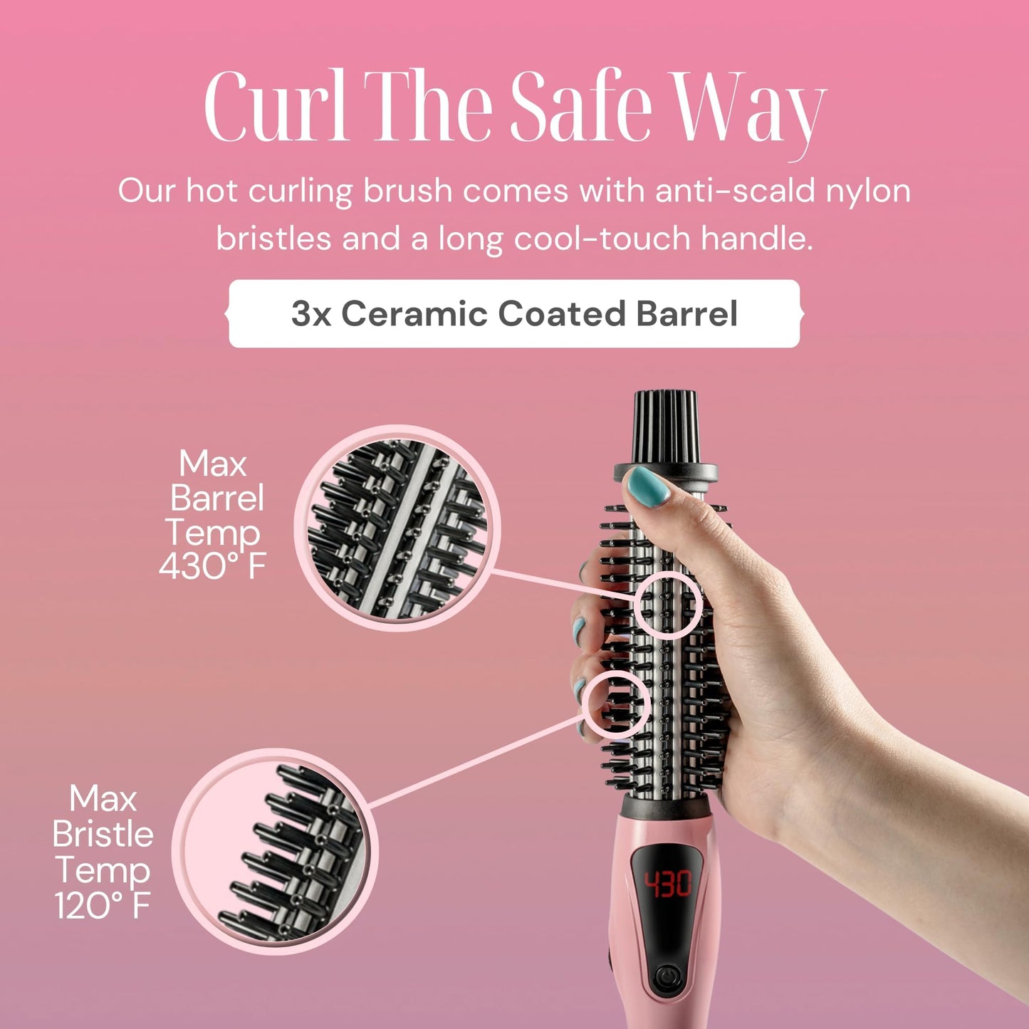 Alure Heated Styling Brush - 3-in-1 Ionic Hair Curler/Straightener with Anti-Scald Nylon Bristles, Electric Curl Wand for All Hair Types, Ideal as a Beauty & Personal Care Alure