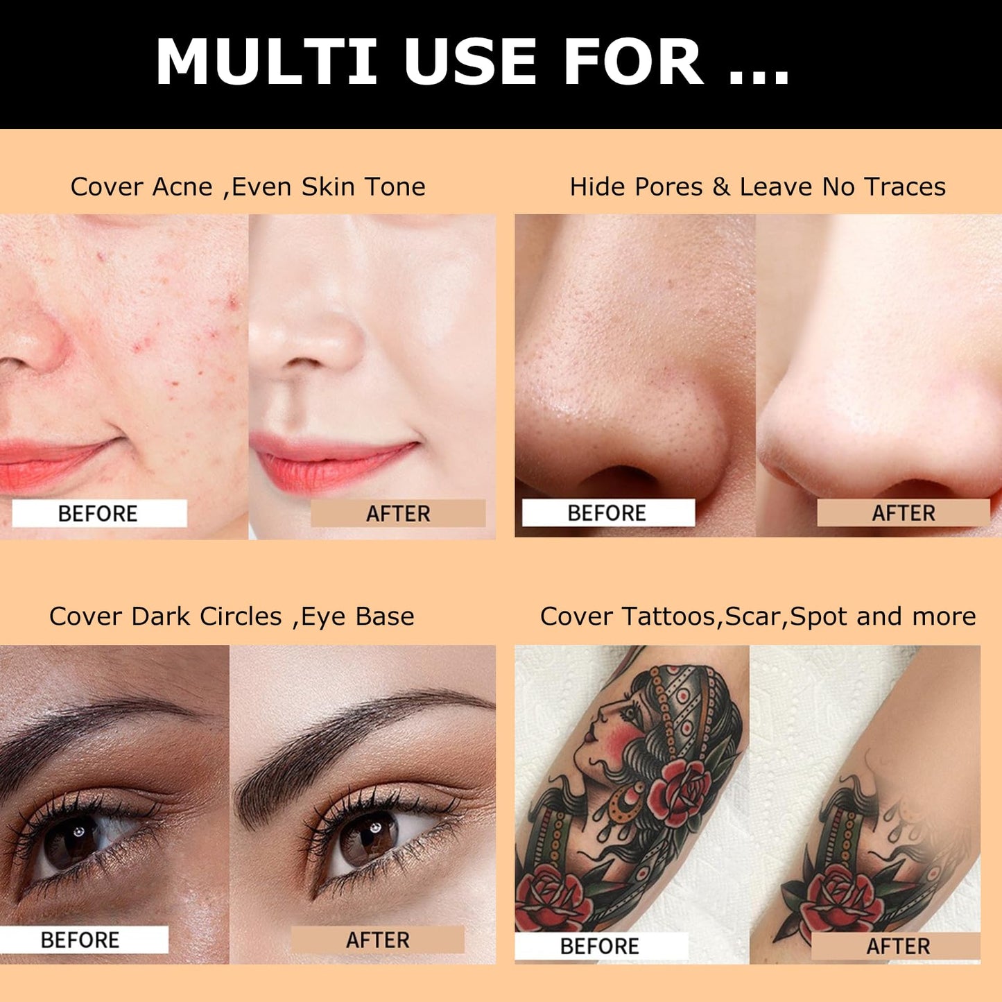 VERONNI Makeup Cover Concealer Makeup Cover Up Waterproof Foundation Amazing Scar Make Up Concealer SPF 30 1.1OZ/30g (209) Beauty & Personal Care VERONNI