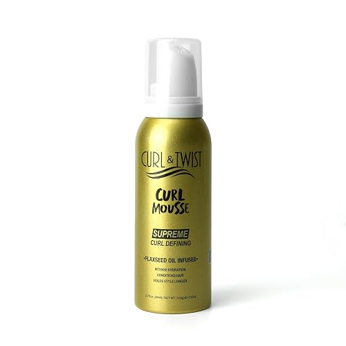 Curl & Twist Supreme Curl Defining Mousse 2.7fl oz/ 80ml - Flaxseed & Coconut Oil Infused Vitamin E Prevents Dryness Restores Vibrancy and Adds Shine Beauty & Personal Care EBIN NEW YORK