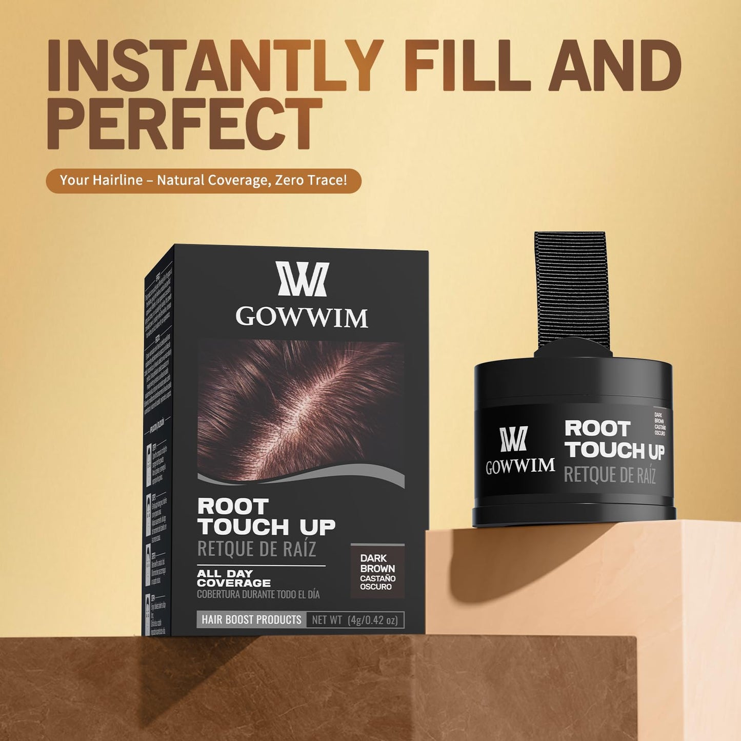 Hairline Powder (Red-Brown Bright) - Instantly Cover Gray Hair with Color Shadow, Touch-Up for Thin Hair 4g Beauty & Personal Care gowwim