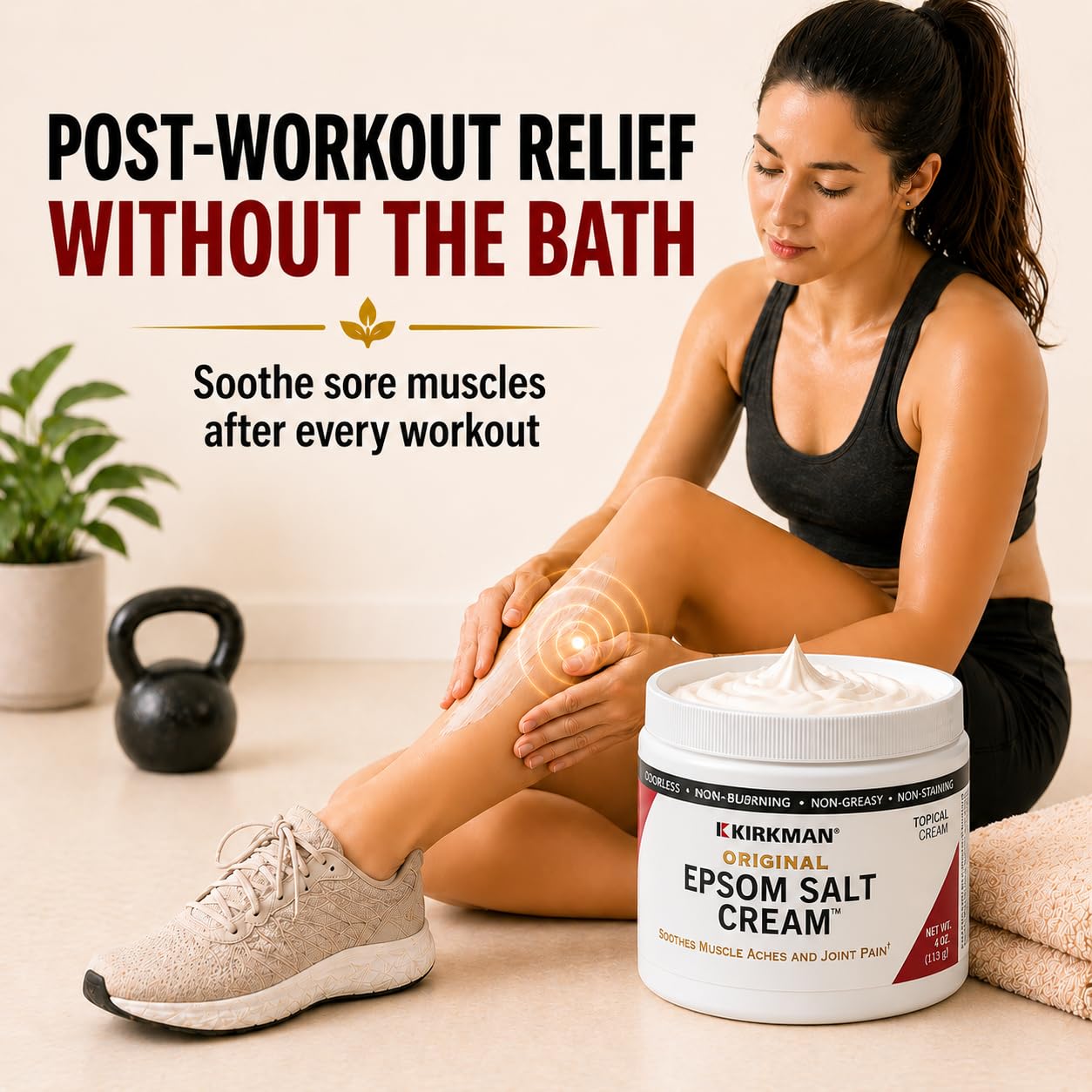 Kirkman - Epsom Salt Cream - 4oz Cream - Gluten Free - Casein Free Beauty and Personal Care Kirkman