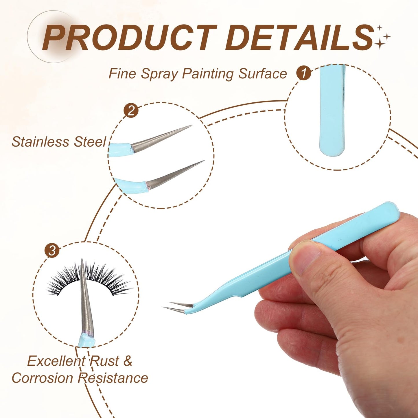 HARFINGTON 9Pcs Curved Pointed Craft Tweezers with Protective Cover, Anti-Static Stainless Steel Precision Tweezers Casual Beauty Tools for Eyelash Beauty and Personal Care HARFINGTON