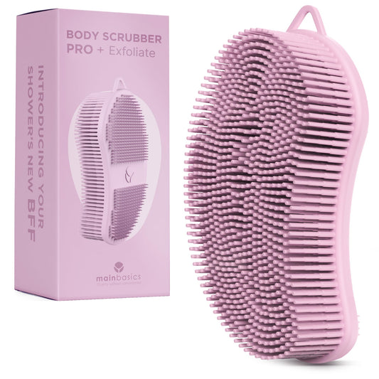 MainBasics Silicone Body Scrubber Dual-Sided Shower Loofah and Exfoliator (Pink, Exfoliate) Beauty & Personal Care MainBasics