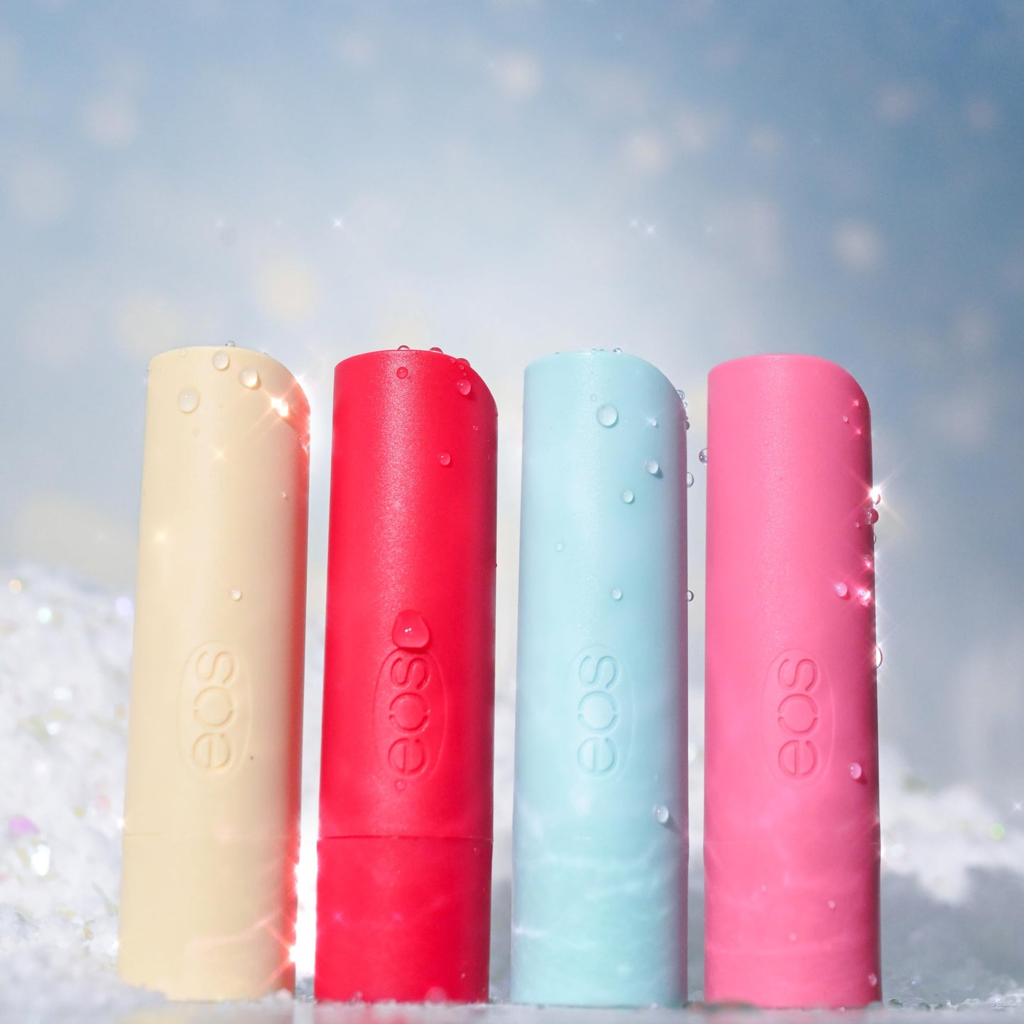 EOS Limited Edition Holiday Lip Balm, Raspberry Cloud & Blackberry Bellini, All-Day Moisture, Made for Sensitive Skin, 0.14 oz, 4-Pack, Clear Beauty & Personal Care eos