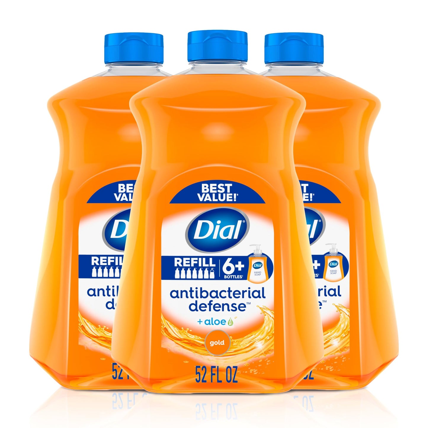 Dial Antibacterial Defense Liquid Hand Soap + Aloe, Gold Scent, 52 Fl Oz Hand Soap Refill (3 Count), Dermatologist-Tested, Gentle Formula Beauty & Personal Care Dial