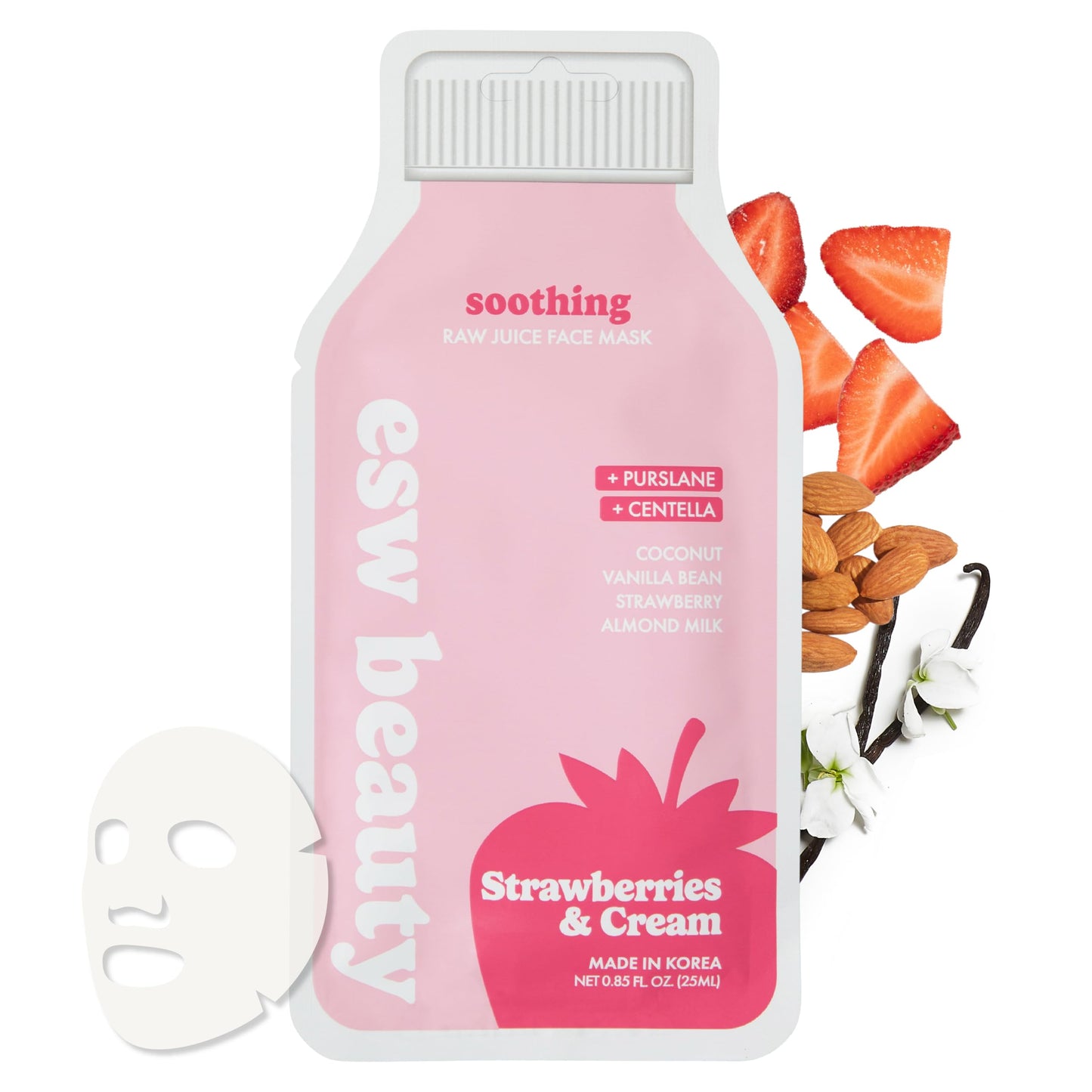 ESW Beauty Strawberries & Cream Soothing Korean Face Mask - Vitamin C, Centella & Vitamin E for Sensitive Skin, Hydration & Barrier Support - Skincare Beauty & Personal Care ESW Beauty