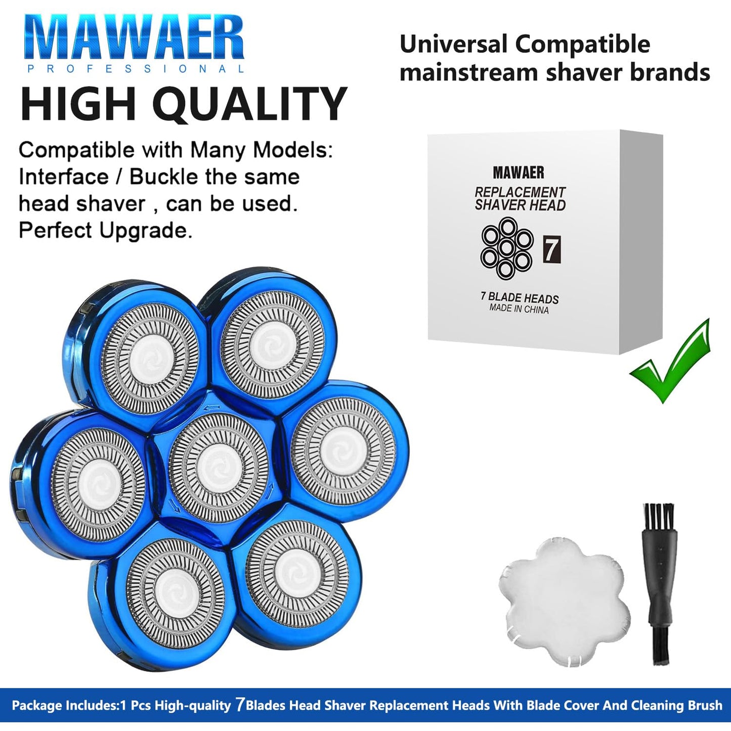 Universal 7 Blades Shaver Replacement Blades Compatible with Most Mainstream Brands Head Shaver Electric Shaver Replacement Head (7 Blue) Beauty and Personal Care MAWAER