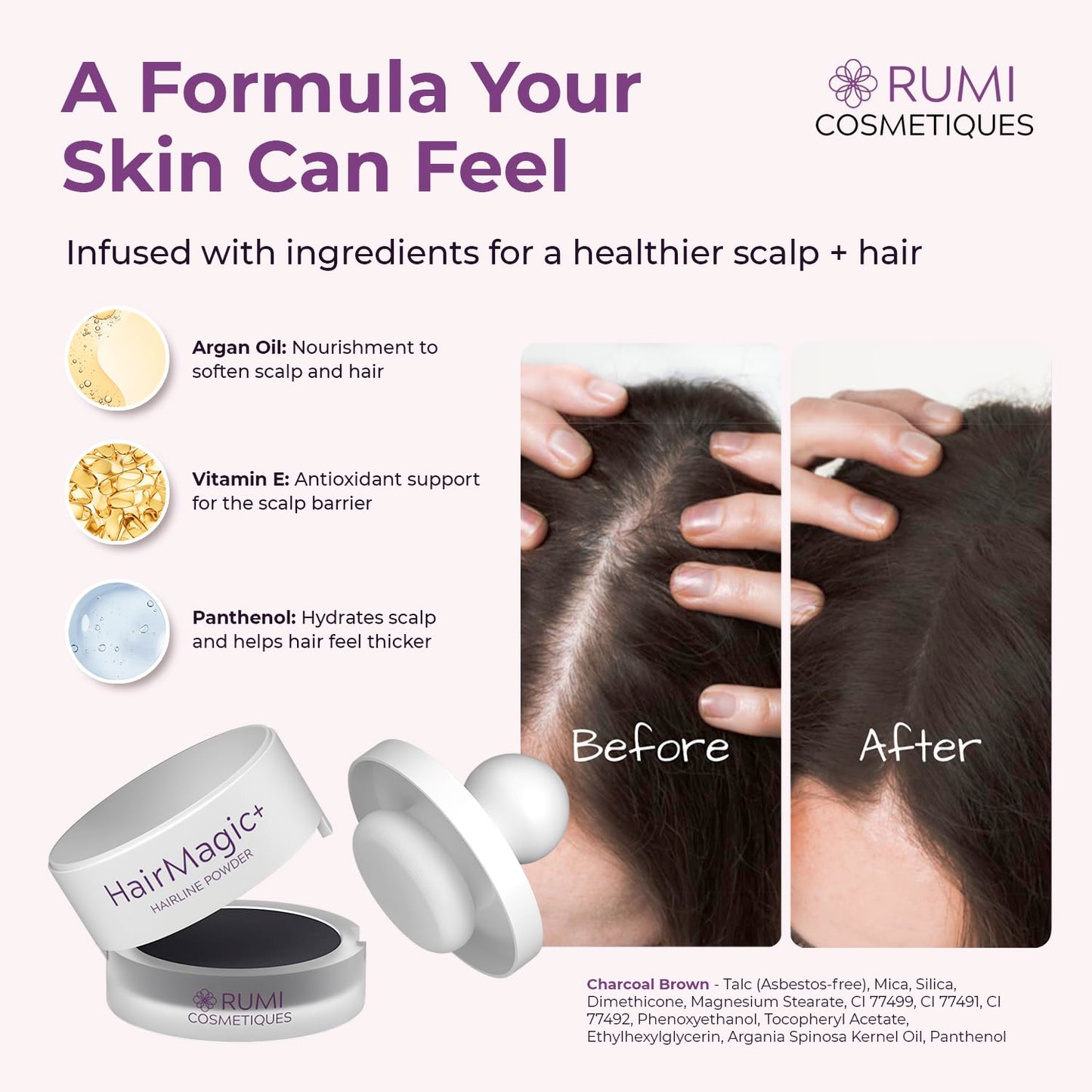 Rumi Cosmetiques HairMagic+ Root Touch Up Powder for Mature Women - Instant Gray Hair Coverage & Hairline Filler - Water-Resistant, Natural Finish Beauty & Personal Care Rumi Cosmetiques