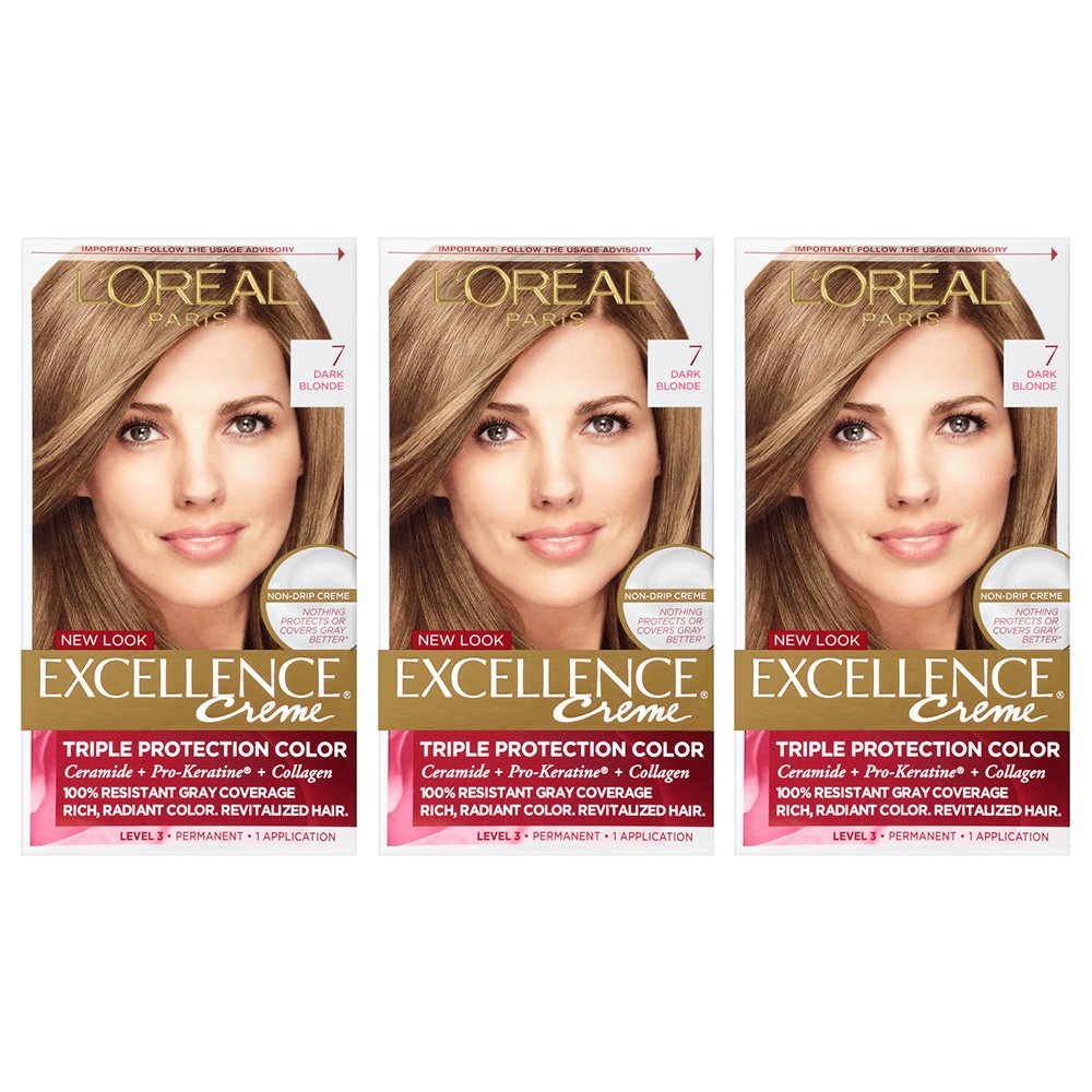 L'Oreal Paris Excellence Creme Permanent Hair Color, 100 percent Gray Coverage Hair Dye, Pack of 3 Beauty & Personal Care L'Oreal Paris