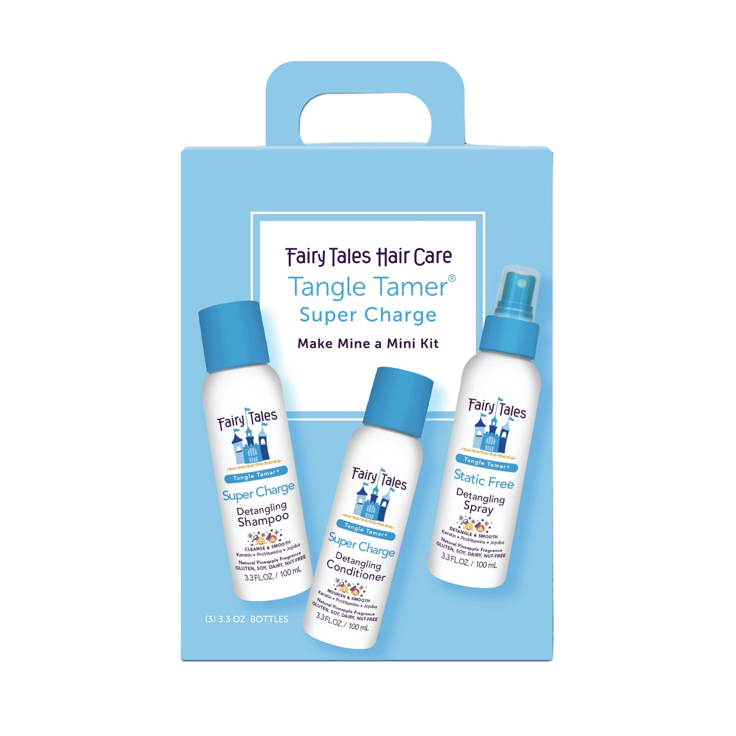 Fairy Tales Tangle Tamer Super Charge Detangling Shampoo, Conditioner, and Spray for Kids - Travel Kit - Paraben Free, Sulfate Free, Gluten Free, Nut Beauty & Personal Care Fairy Tales
