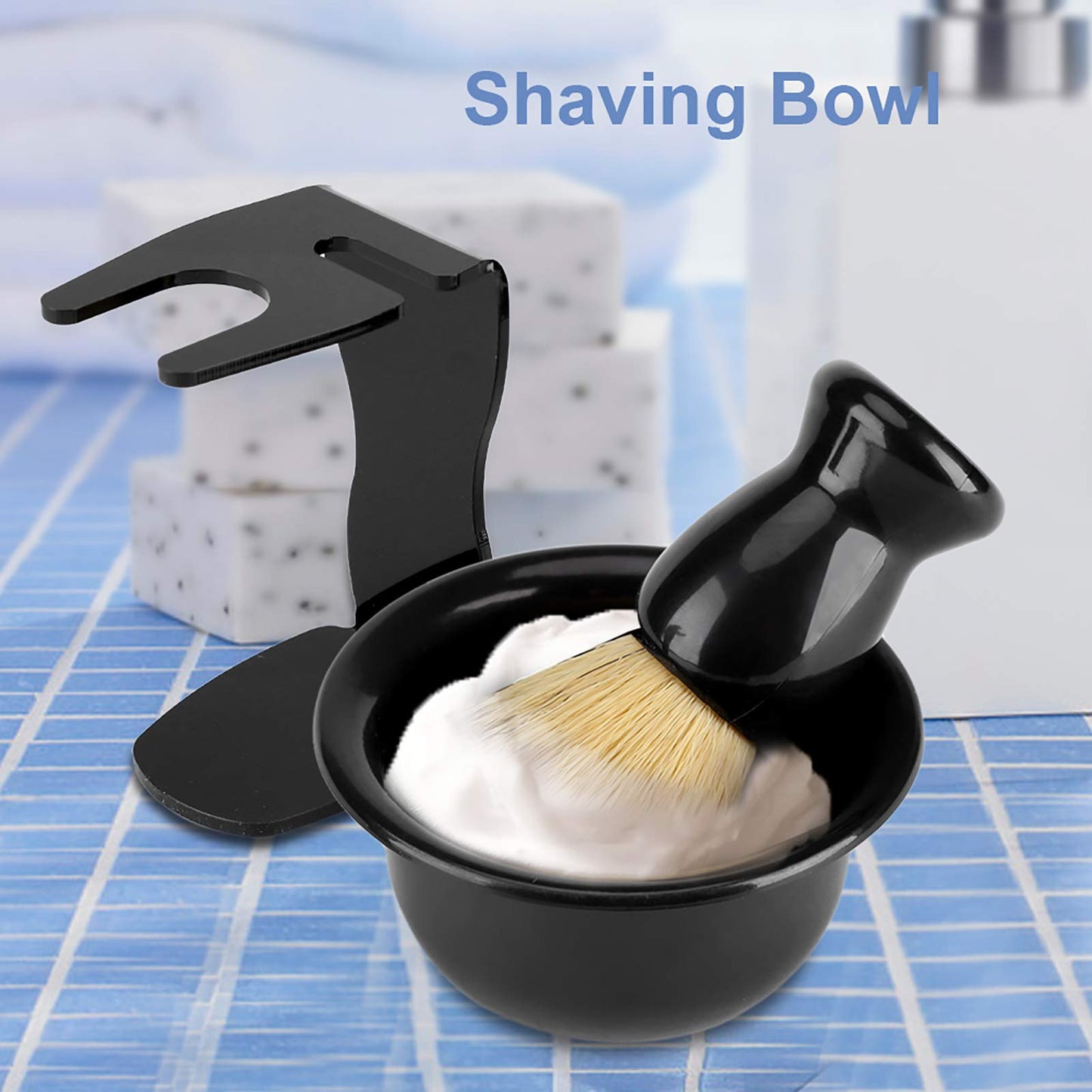 Joyzan Shaving Brush Set, 3 in 1 Men Hair Shave Brushes Bowl Stand Shaving Cream Soap Razor Holder Mug Kit Soft Nylon Cleaning Tool Wet Father Husband Beauty and Personal Care Joyzan