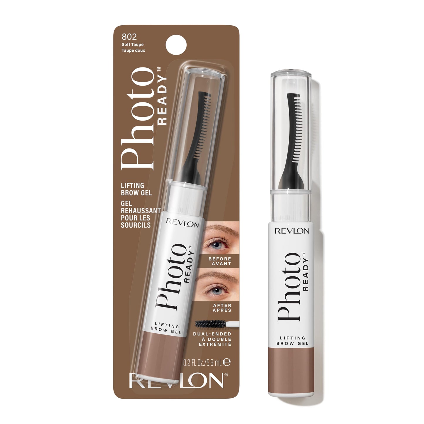 Revlon PhotoReady Lifting Brow Gel, Tinted Eyebrow Lamination with Spoolie Brush, Conditions, Shapes & Defines, 802 Soft Taupe, 0.23 fl oz Beauty & Personal Care REVLON
