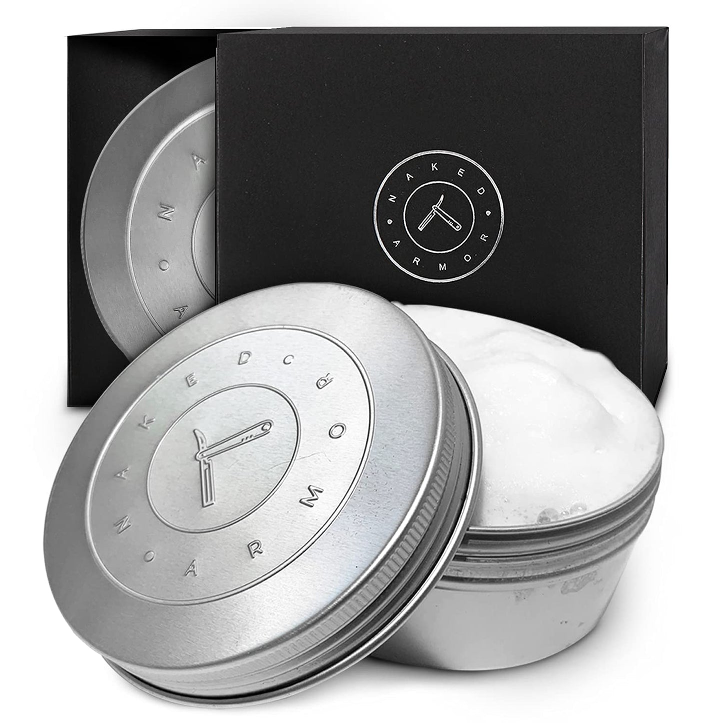 Naked Armor Organic Shave Soap for Men - Large 7oz Shaving Soap Tin for Sensitive Skin & Wet Shaving - Handmade with Shea Butter & Essential Oils Beauty and Personal Care Naked Armor