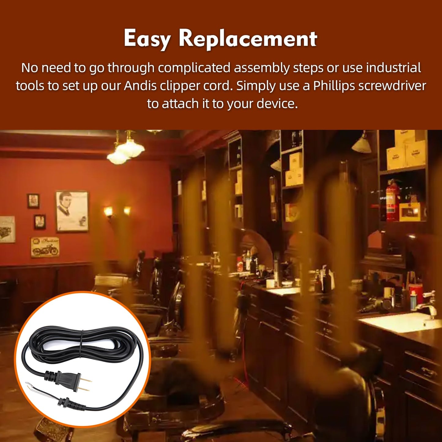 Hair Clippers Cord Replacement for Andis T-Outliner (2 WIRE) #04624 4624 Beauty and Personal Care 8B8B