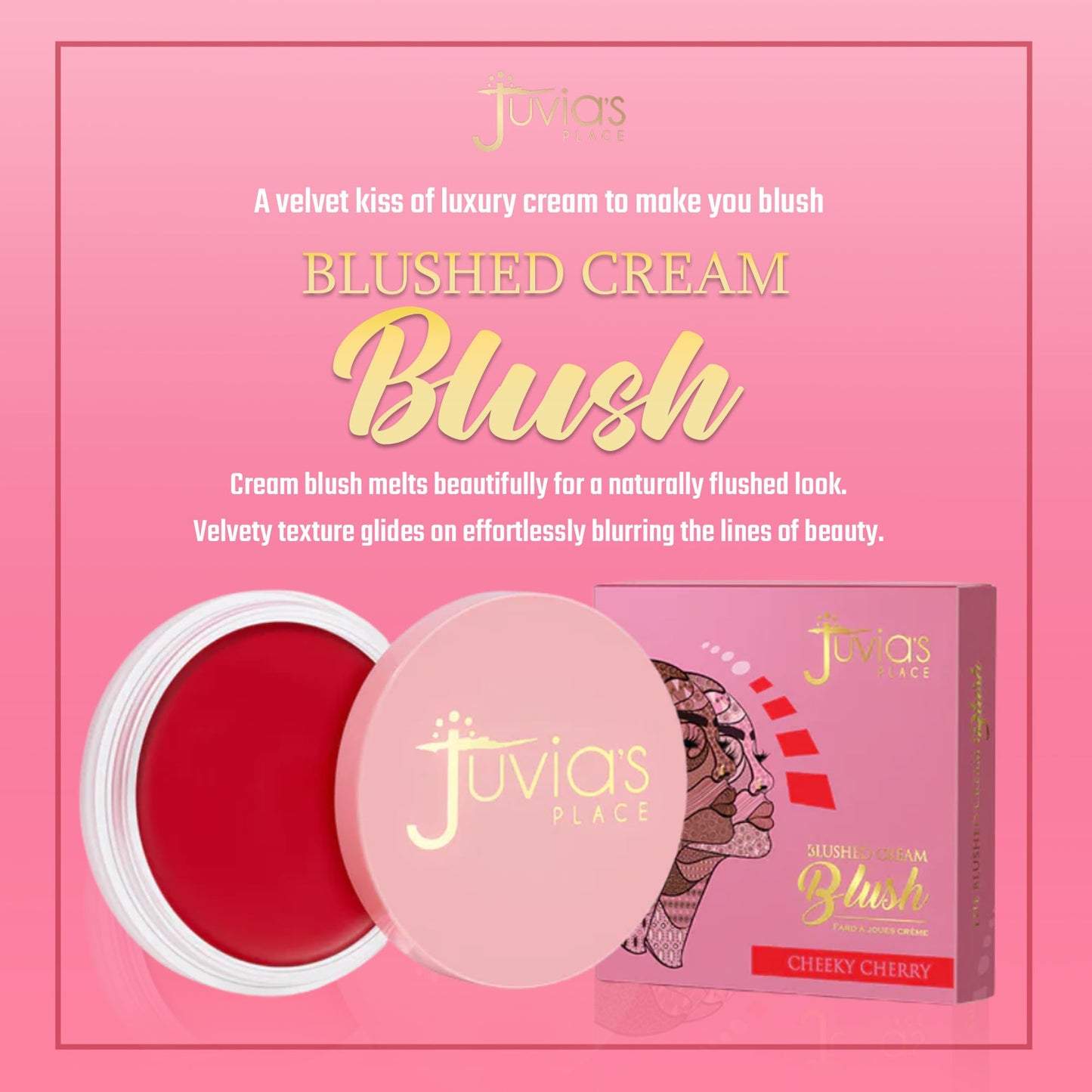Juvia's Place Blushed Cream Blush - Cheeky Cherry - Multi-Purpose Cream Blush for Cheeks & Lips - 2in1 Formula, Smooth, Blendable Texture for a Soft Beauty & Personal Care Juvia's Place