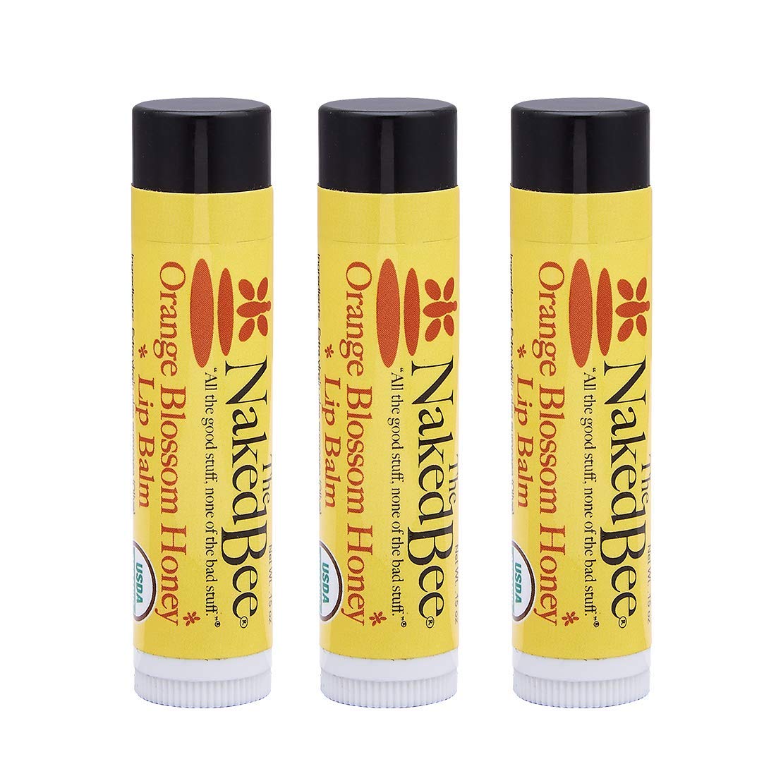 The Naked Bee Organic Orange Blossom Honey Lip Balms - 3 Pack Beauty and Personal Care The Naked Bee