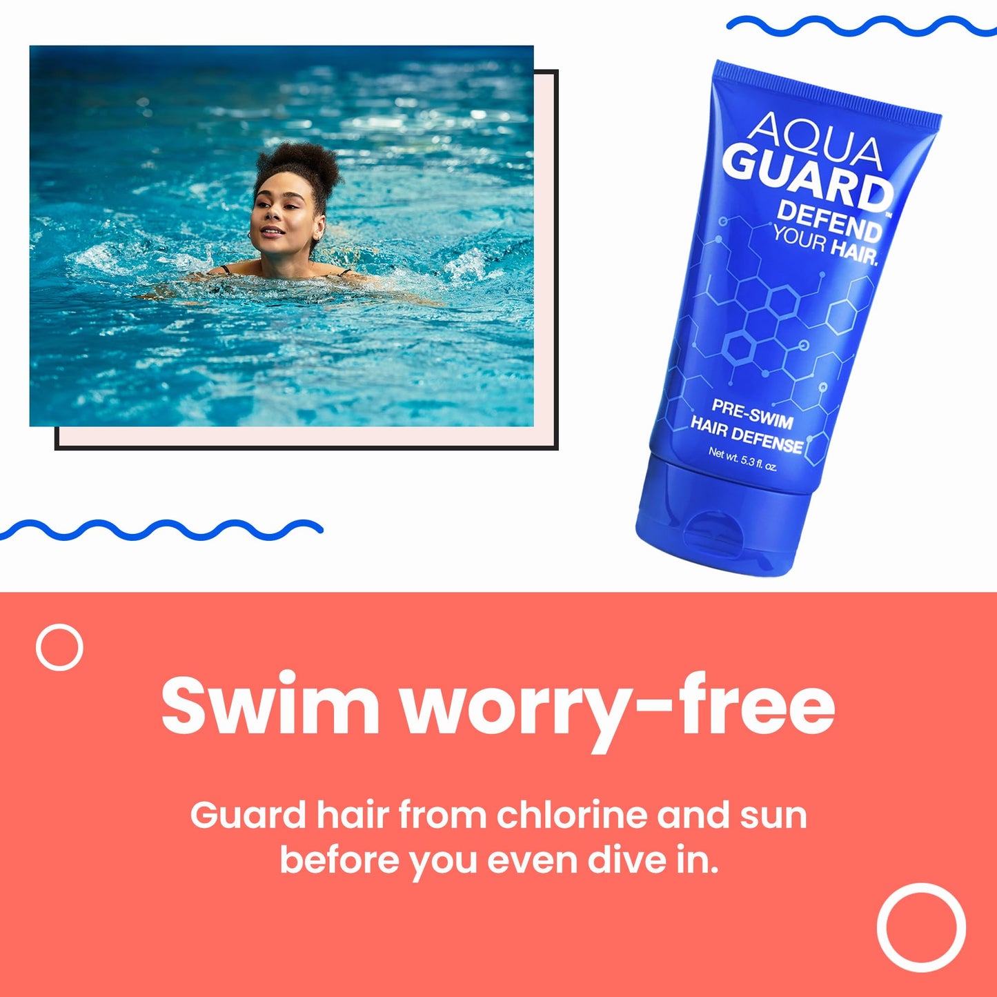 AQUA GUARD Swim Hair Rescue Bundle | Pre-Swim Protection & Post-Swim Repair Kit | Includes Hair Defense, Shampoo, Conditioner, Detangler, Hair Mask Beauty & Personal Care AQUA GUARD