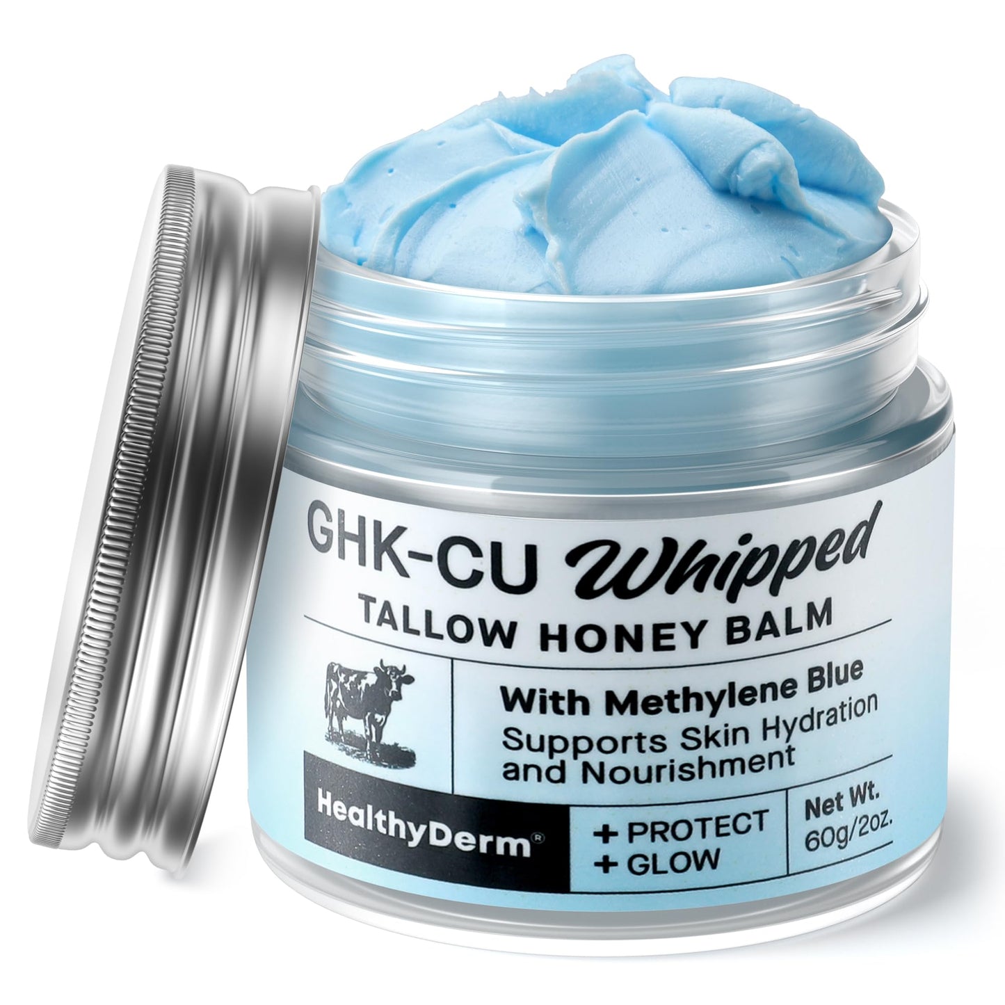 HealthyDerm Copper Peptides GHK-Cu Beef Tallow for Skin: Blue Balm with Methylene Blue, Manuka Honey & Vitamin E - Natural Face and Body Moisturizer Beauty and Personal Care HealthyDerm
