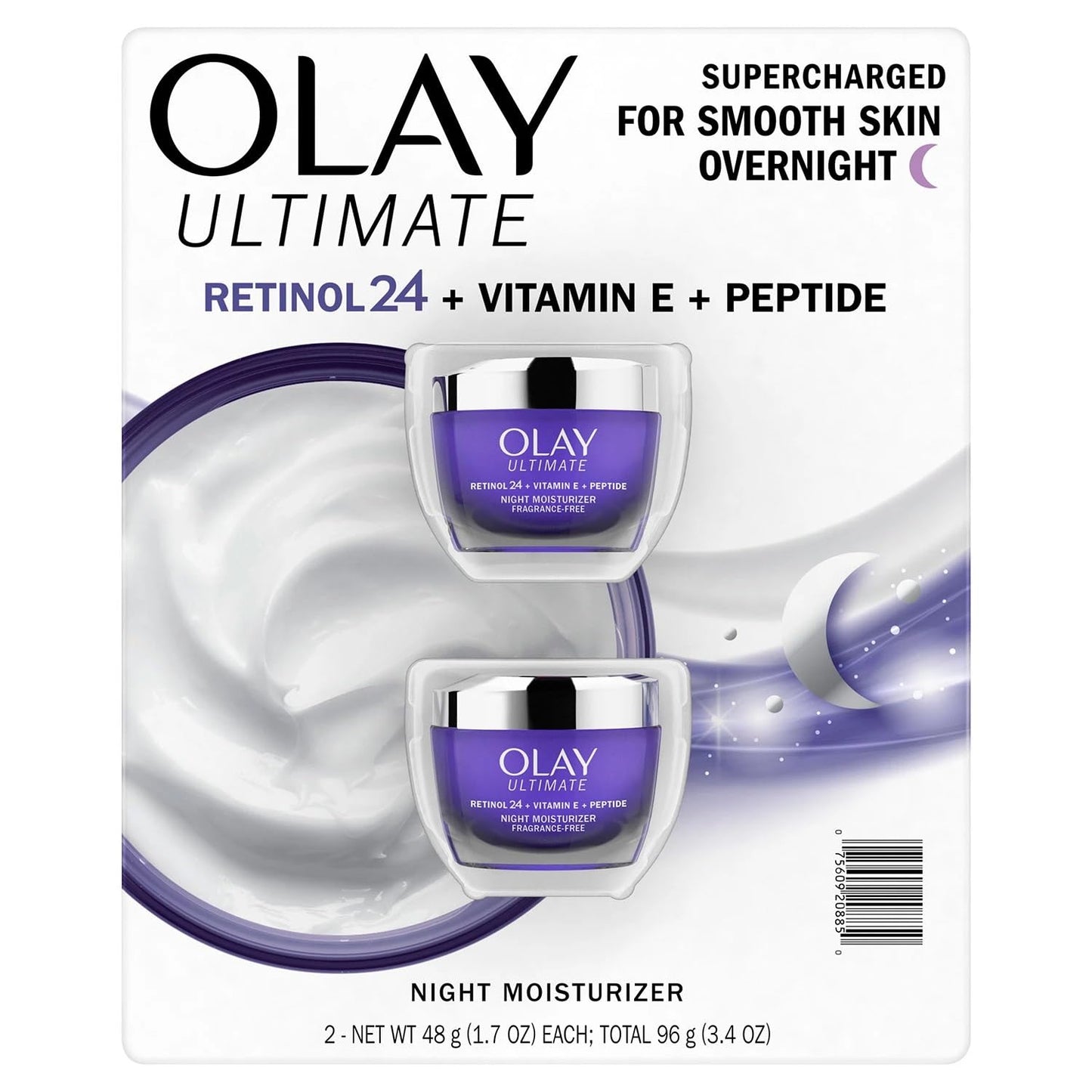 Olay Ultimate Retinol 24 + Vitamin E + Peptide Night Moisturizer (1.7 Oz, 2 Pk) Beauty & Personal Care Olay