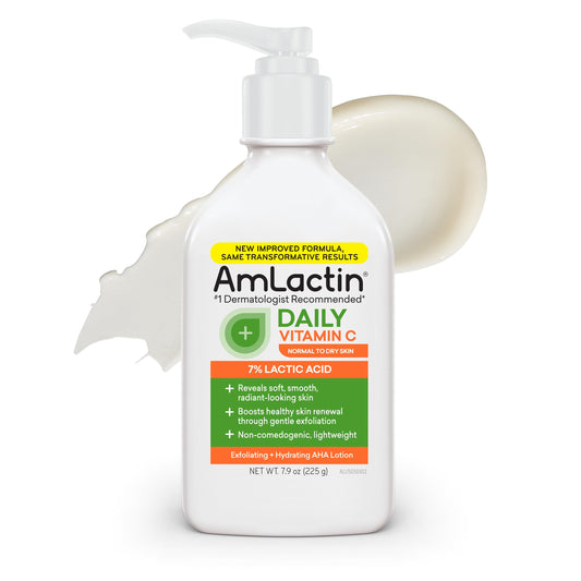 AmLactin Daily Vitamin C Lotion - 7.9 oz Body Lotion with 7% Lactic Acid - Skin-Brightening Exfoliator and Moisturizer for Dry Skin Beauty & Personal Care AmLactin