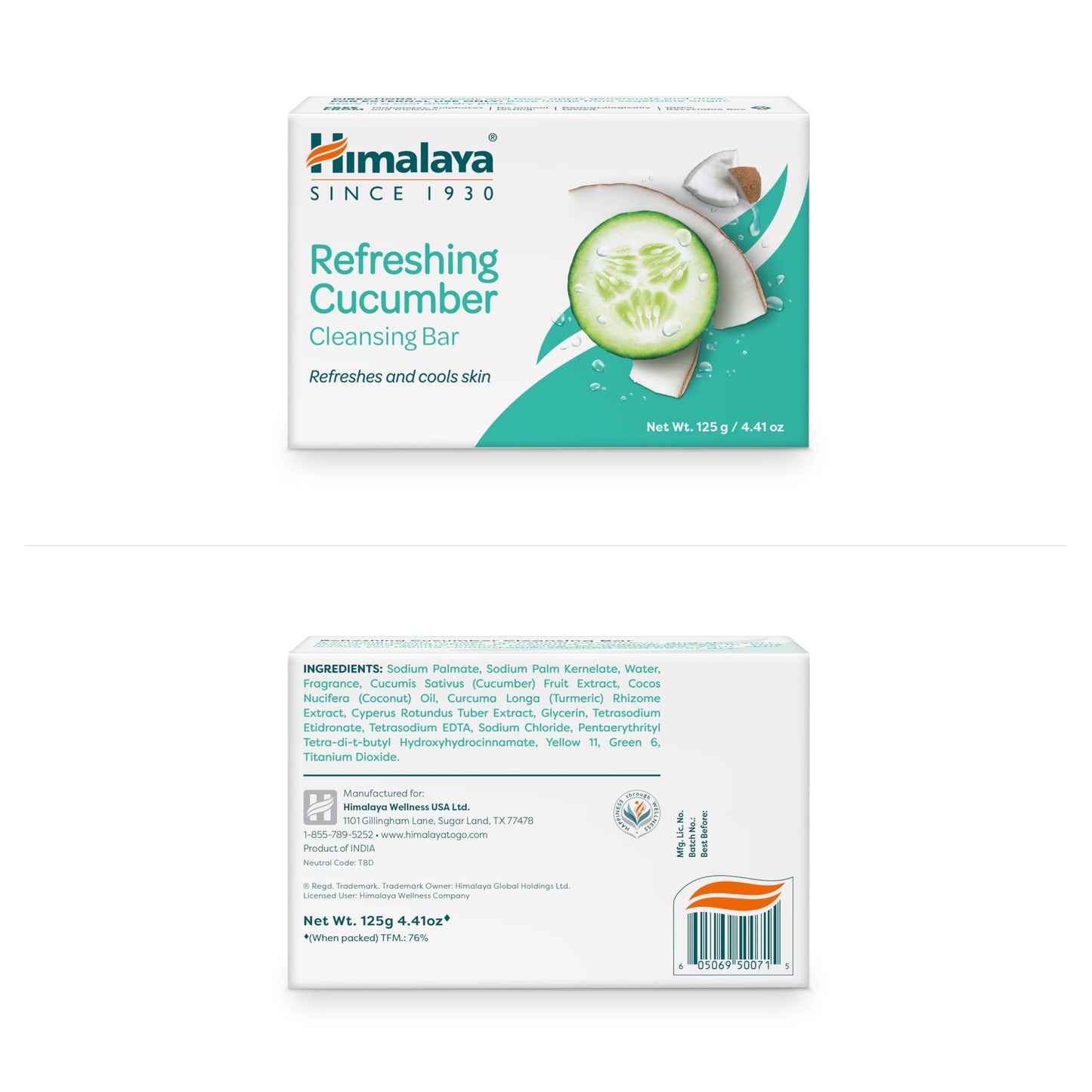 Himalaya Refreshing Cucumber Cleansing Bar, Face and Body Soap for Soft Skin, 4.41 oz, 12 Pack Beauty & Personal Care Himalaya