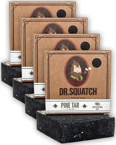 Dr. Squatch Pine Tar Soap 4-Pack Bundle - Bar Soap for Men with Natural Woodsy Scent and Skin Exfoliating Scrub - Handmade with Pine, Coconut, Olive Beauty & Personal Care Dr. Squatch