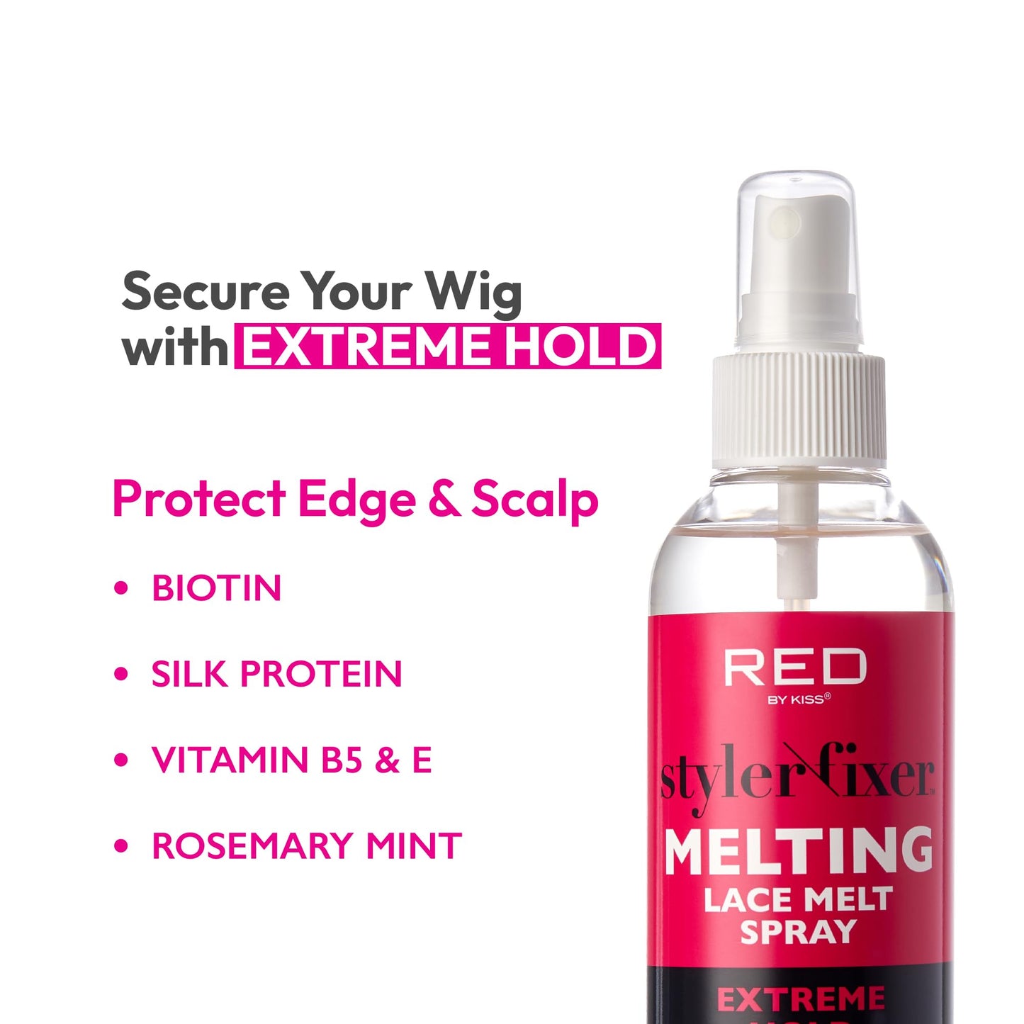 Kiss Lace Melting and Holding Spray - Strong Hair Adhesive for Wigs, Glueless Front Lace Bond (Extreme Hold) Beauty & Personal Care Red by Kiss