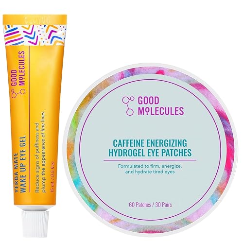 Good Molecules Under Eye Cream and Eye Patches for Dark Circles, Puffiness and Tired Eyes - Yerba Mate Eye Gel (15ml) and Caffeine Hydrogel Eye Beauty & Personal Care Good Molecules