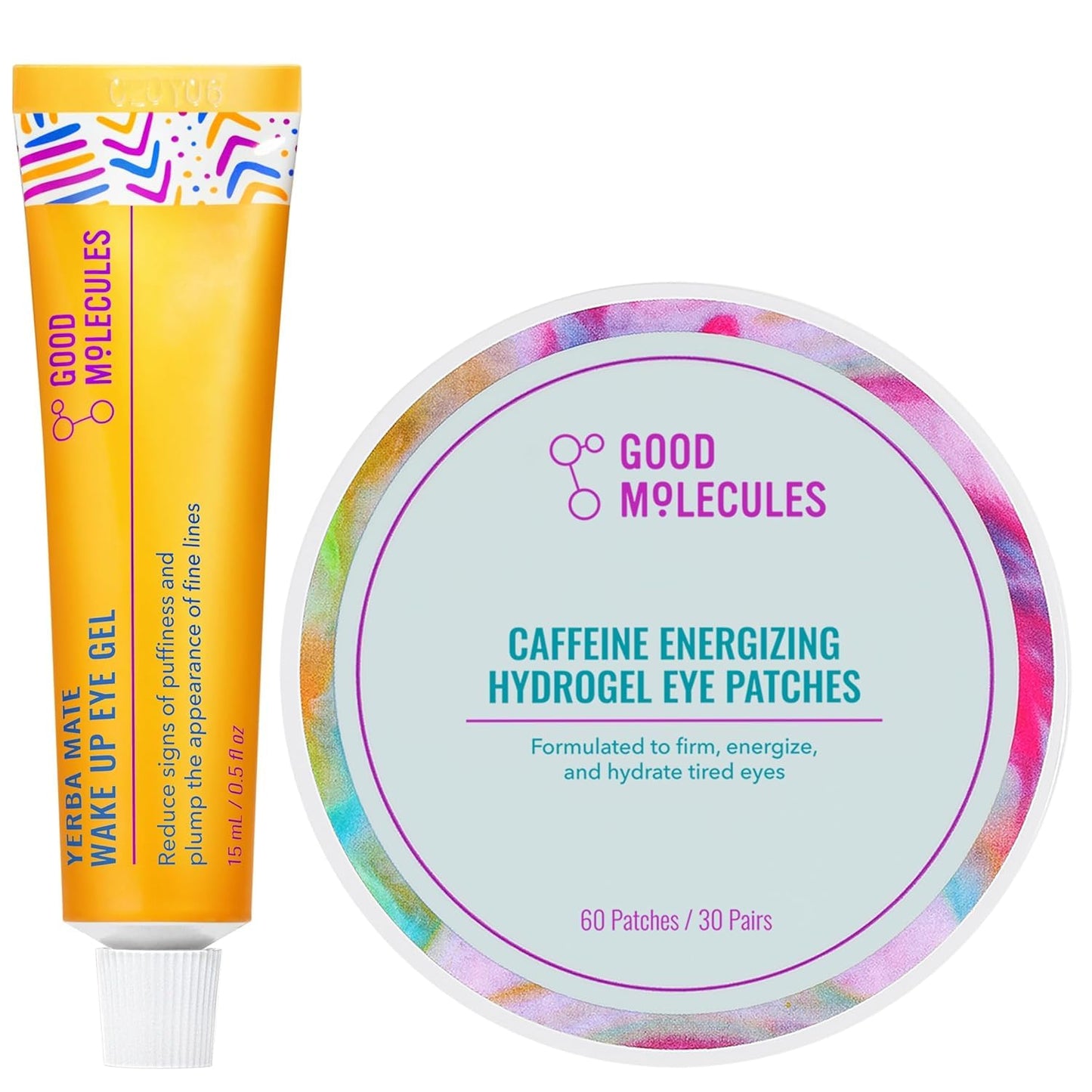 Good Molecules Under Eye Cream and Eye Patches for Dark Circles, Puffiness and Tired Eyes - Yerba Mate Eye Gel (15ml) and Caffeine Hydrogel Eye Beauty & Personal Care Good Molecules