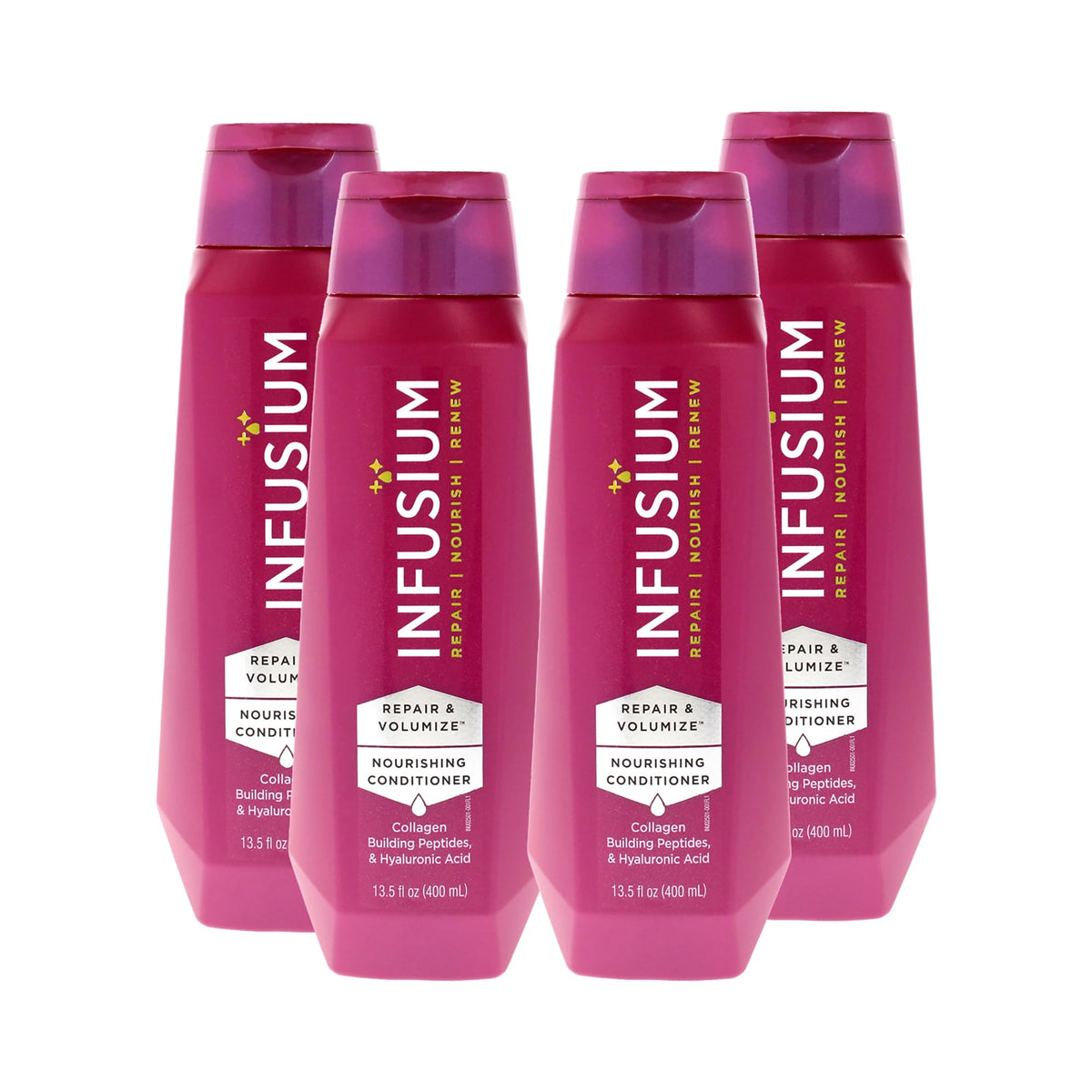 Infusium Repair and Volumize Conditioner - Hair Conditioner with Collagen and Hyaluronic Acid - Plumps Hair, Reduces Brittleness and Frizz - 4 pc