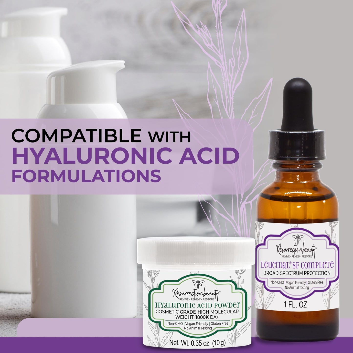 Leucidal® SF COMPLETE Broad Spectrum Protection Cosmetic Ingredient for DIY Vitamin C Ascorbic Acid & Hyaluronic Acid Powder Serum, Facial Lotion Beauty & Personal Care RESURRECTIONbeauty