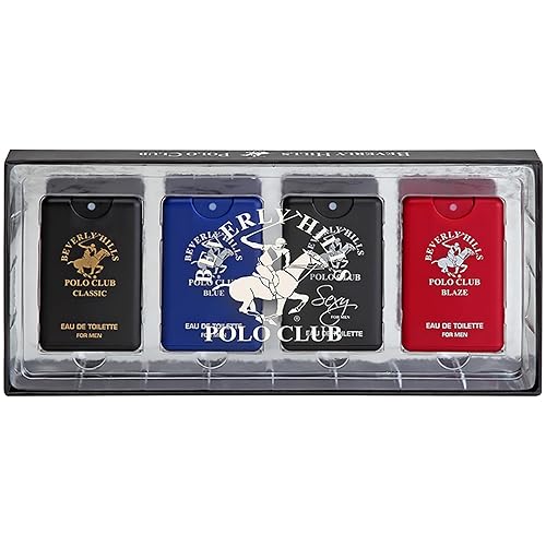 Beverly Hills Polo Club Pocket Size Collection, 4 Piece Cologne Gift Set for Men, Pack of 1,0.68 fluid_ounces Beauty & Personal Care Beverly Hills Polo Club