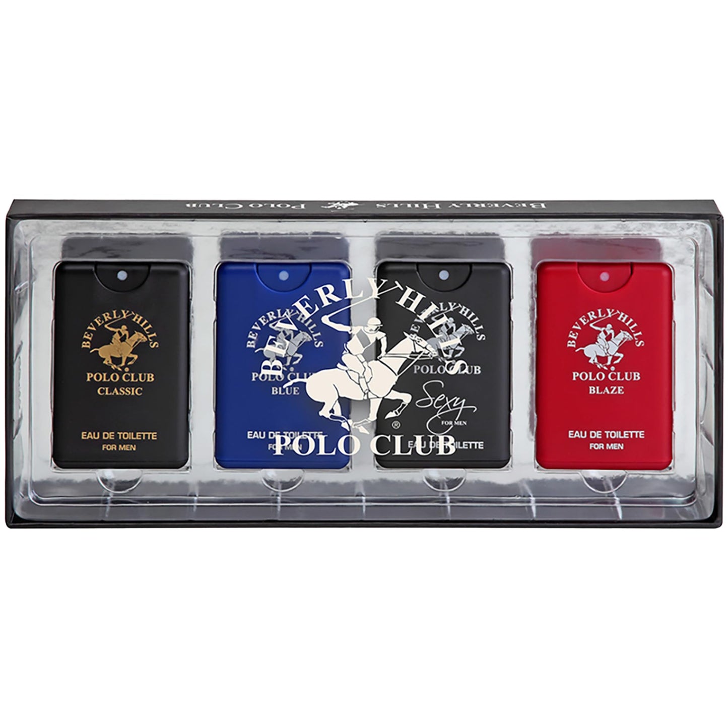 Beverly Hills Polo Club Pocket Size Collection, 4 Piece Cologne Gift Set for Men, Pack of 1,0.68 fluid_ounces Beauty & Personal Care Beverly Hills Polo Club