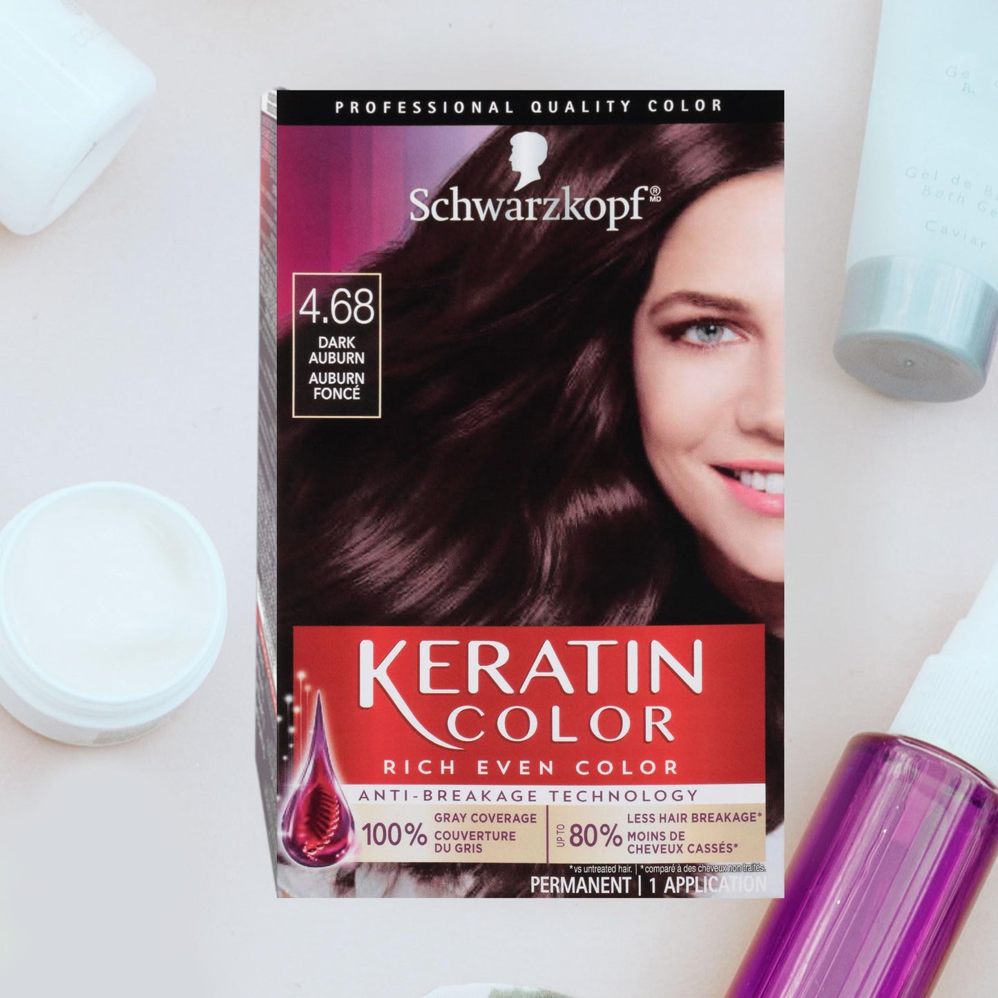Schwarzkopf Keratin Color Permanent Hair Color Cream, 4.68 Dark Auburn, 1 Kit Beauty & Personal Care Schwarzkopf