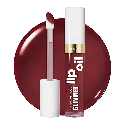 REVLON Super Lustrous Glimmer Lip Oil, Moisturizing & Tinted, Shiny Finish, Made with Plant-Based Squalane, 010 Wined Down, 0.13 fl oz Beauty & Personal Care REVLON