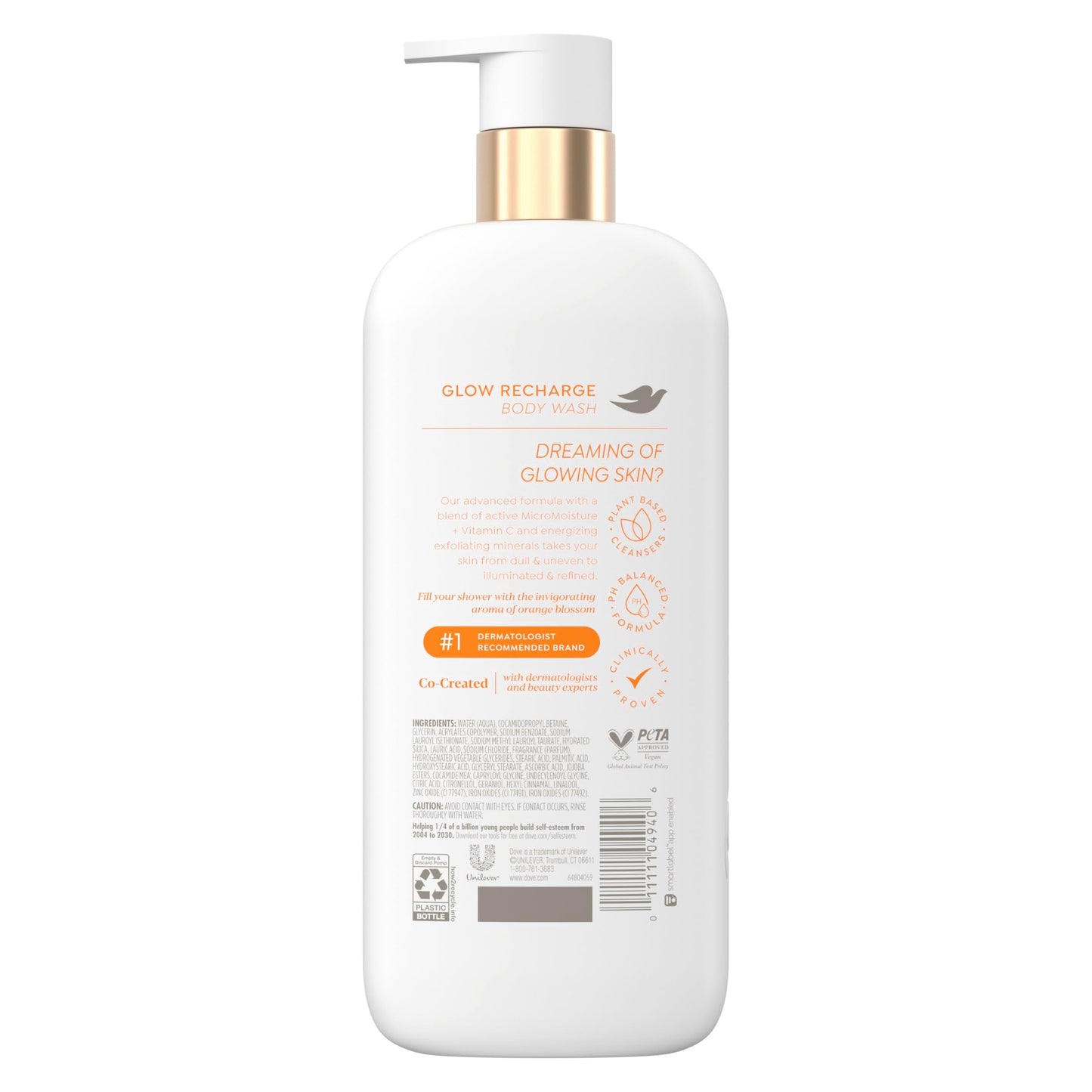 Dove Serum Body Wash Glow Recharge illuminates & Exfoliates skin with brightening Vitamin C Serum 18.5 Fl Oz (Pack of 4) Beauty and Personal Care Dove