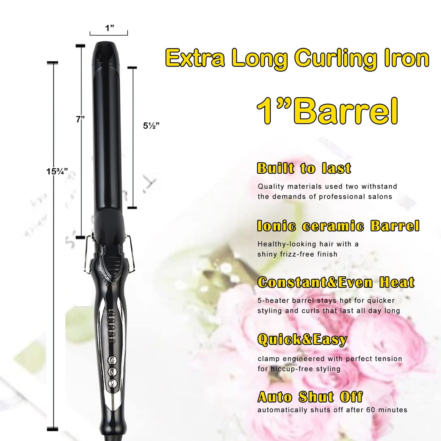 abp 1 Inch Curling Iron with Ceramic Barrel, Instant Heat up to 450°F, Waving Style Tool for Long/Medium Hair and Women Beauty & Personal Care abp