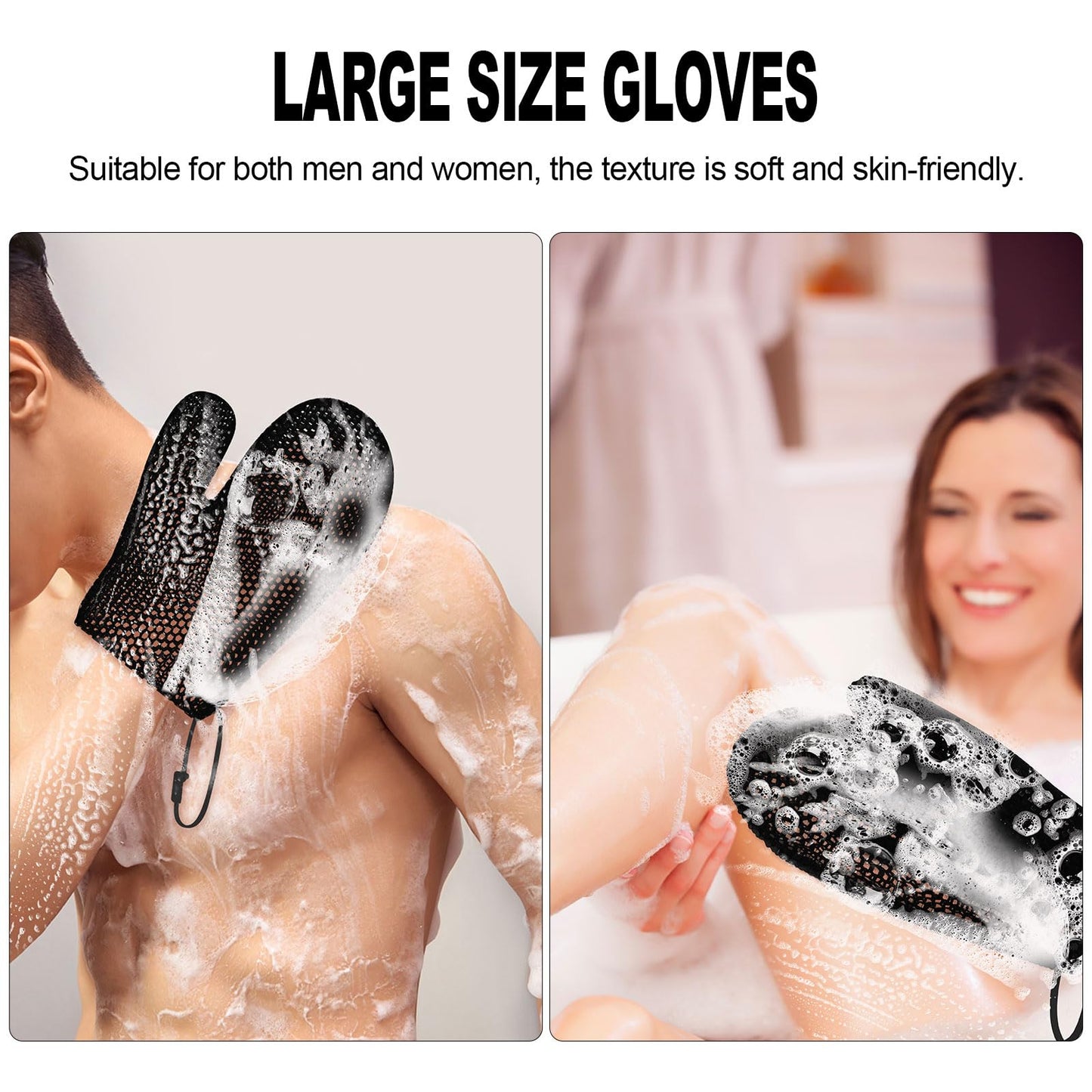 Honeycomb Exfoliating Bath Gloves - Microfiber for Enhanced Blood Circulation & Soft, Smooth Skin for All Skin Types (Black - Glove) Beauty and Personal Care Koqye