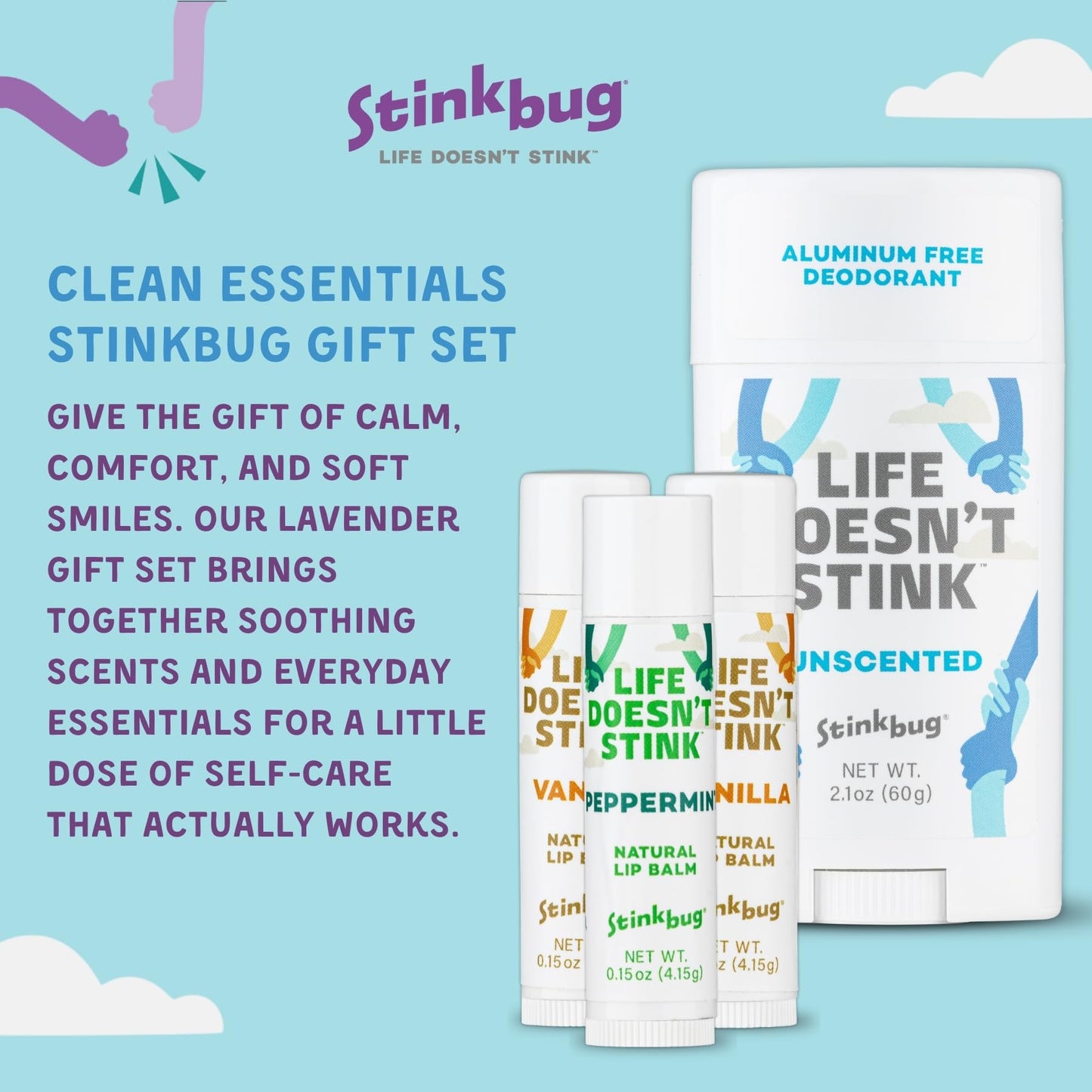 Stinkbug Naturals Organic Aluminum Free Deodorant Stick with Lip Balm, Jojoba Oil, Coconut Oil and Cocoa Butter (Includes 1 Natural Unscented Beauty and Personal Care Stinkbug